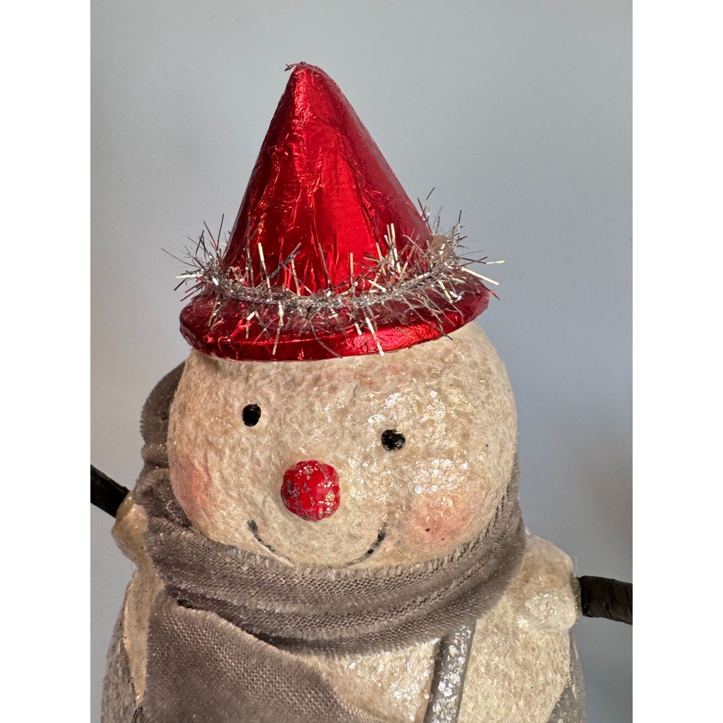 Midwest Cannon Falls Fat Snowman W/ Red Hat Velvet Scarf Glitter Accents 7.5"