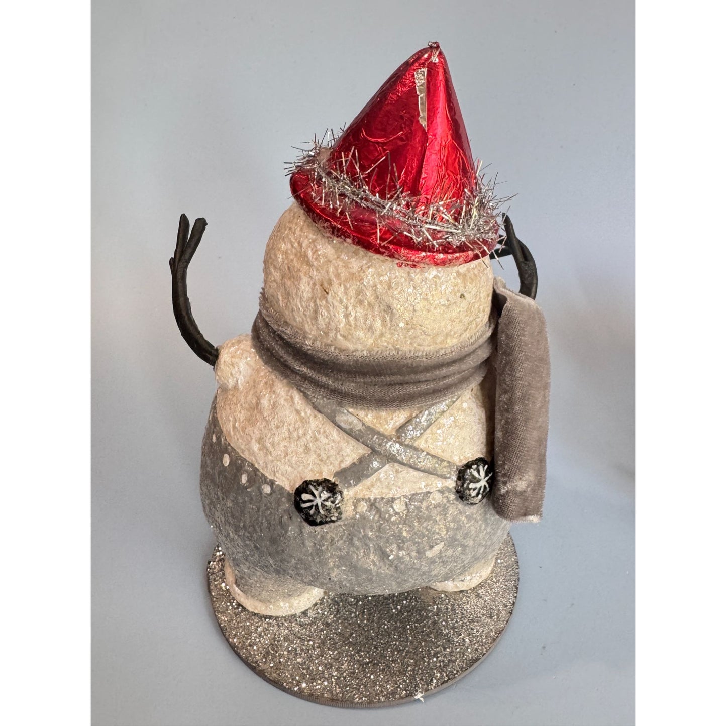 Midwest Cannon Falls Fat Snowman W/ Red Hat Velvet Scarf Glitter Accents 7.5"