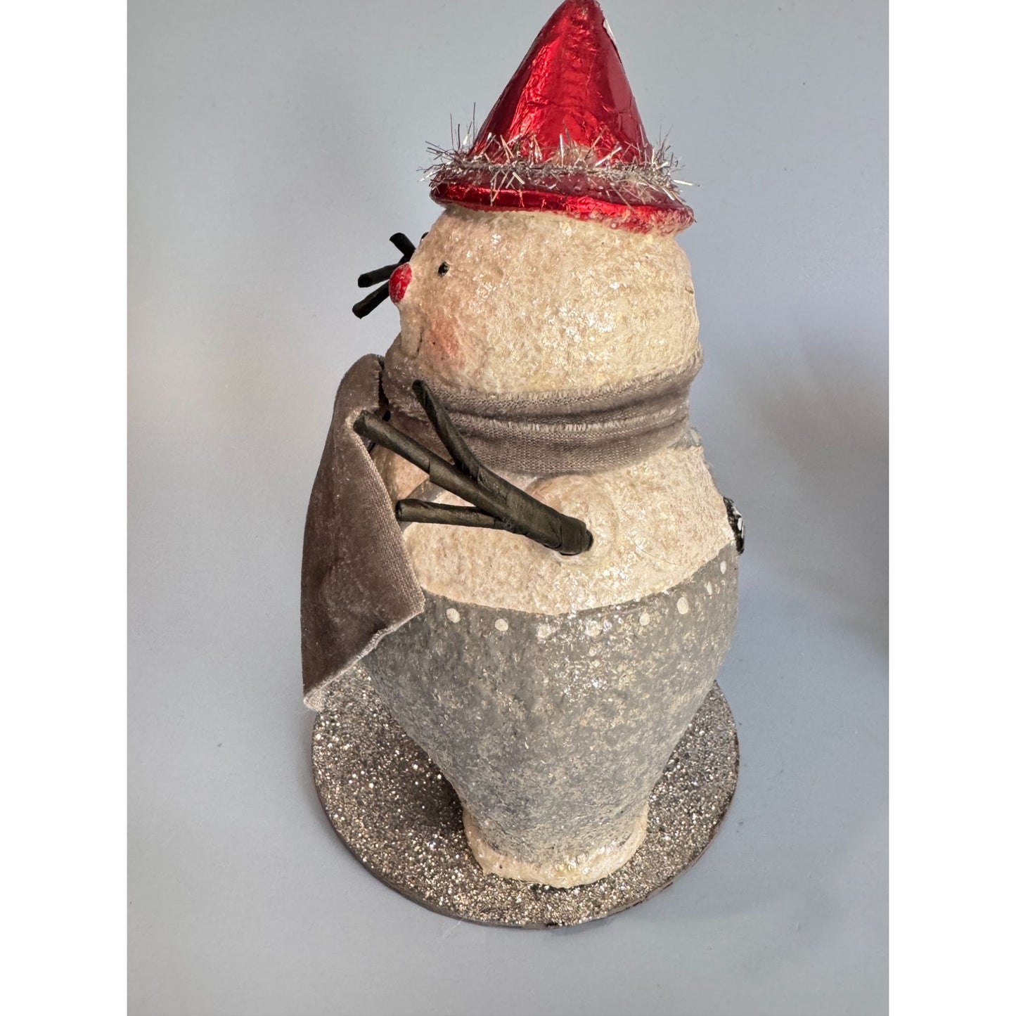 Midwest Cannon Falls Fat Snowman W/ Red Hat Velvet Scarf Glitter Accents 7.5"