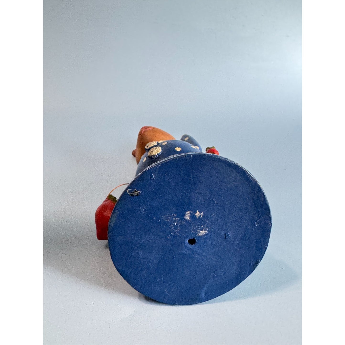 Vintage Bobblehead Bunny Figurine With Blue Polka Dot Outfit