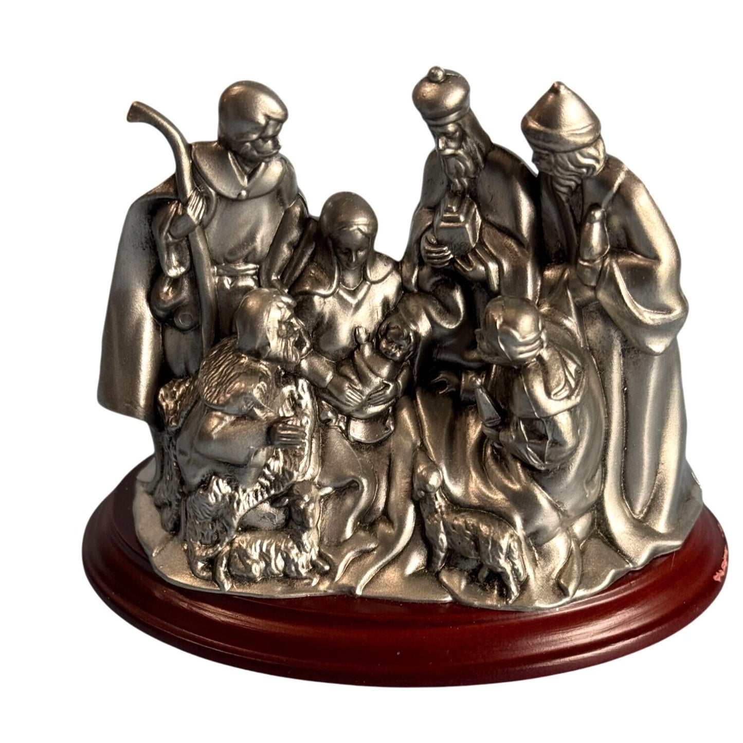 Nativity Scene Figurine Silver Resin 3 1/2" x 4 1/2"