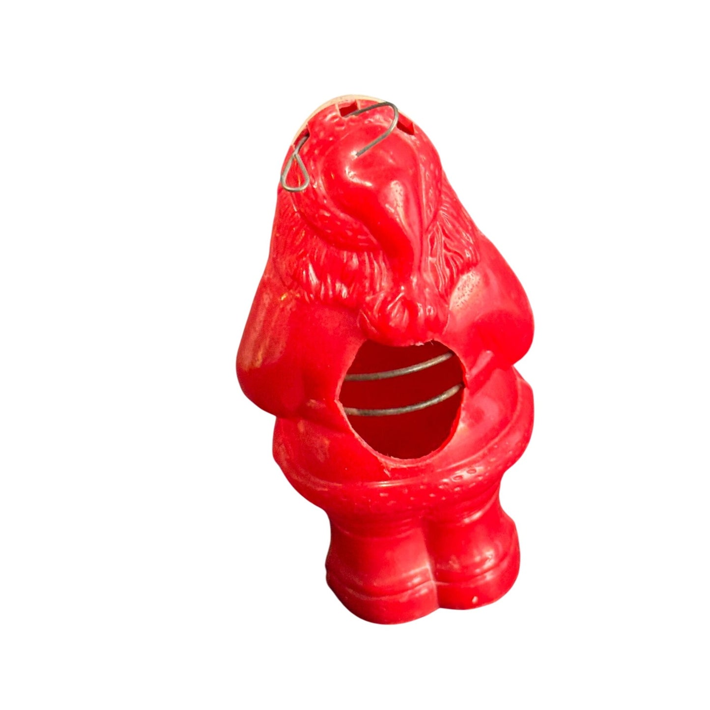 Vintage Celluloid Santa Claus Christmas Ornament Bulb Cover Red & White 4 3/4" Tall