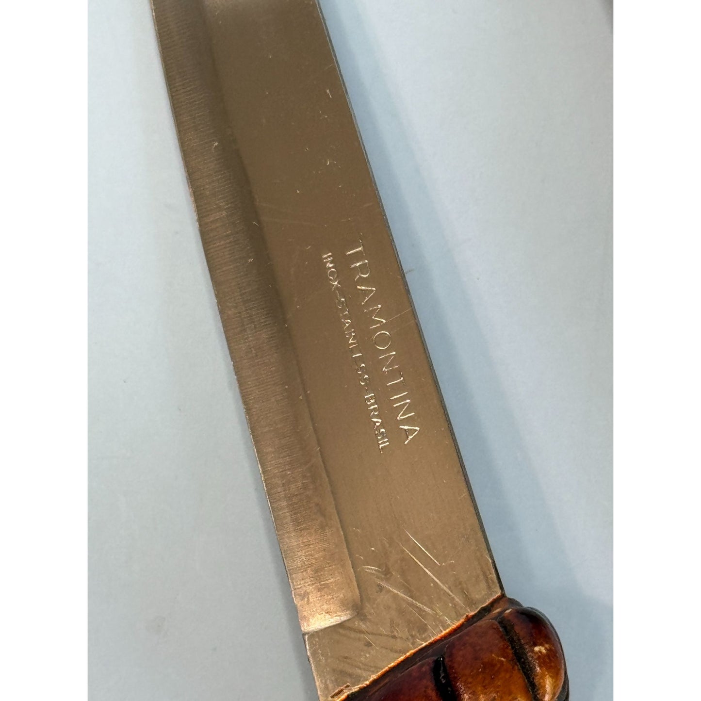 Tribal Tramontina Ornate Dragon Design Knife Carved Wooden Handle & Sheath Stainless Steel Blade