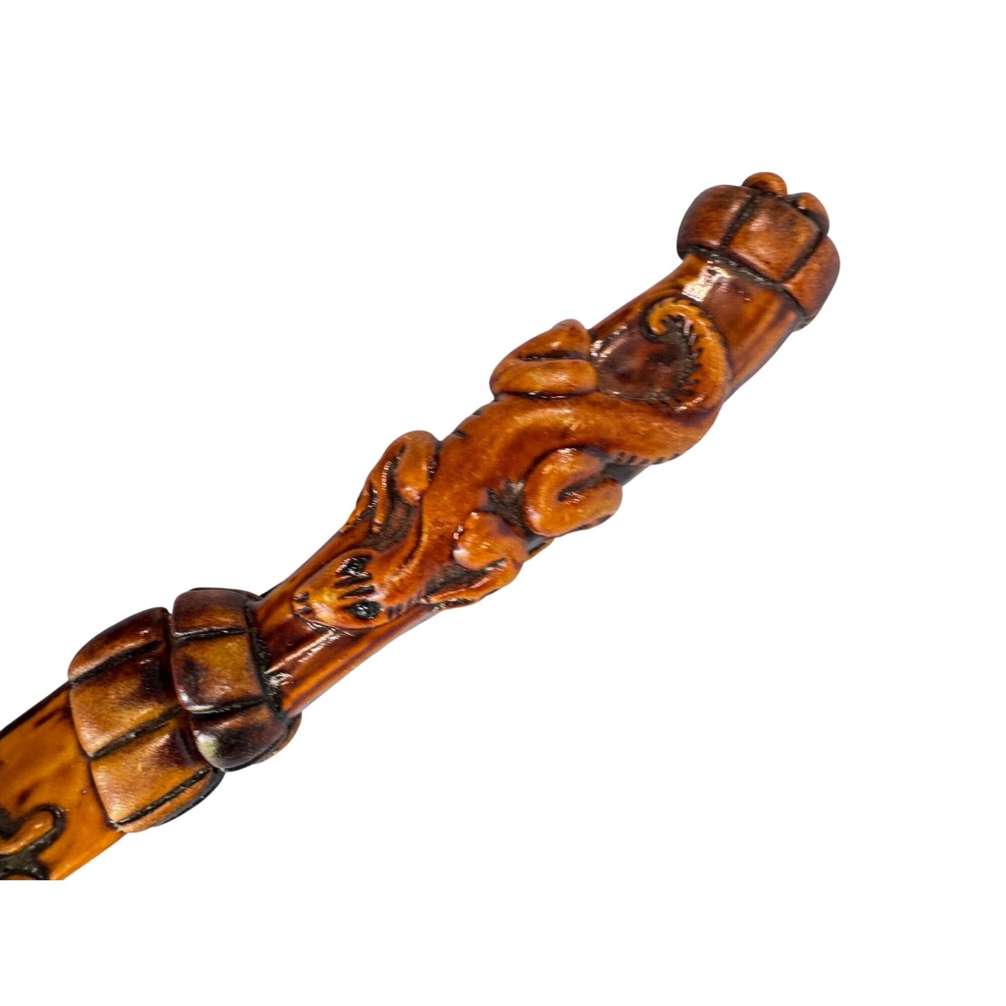 Tribal Tramontina Ornate Dragon Design Knife Carved Wooden Handle & Sheath Stainless Steel Blade