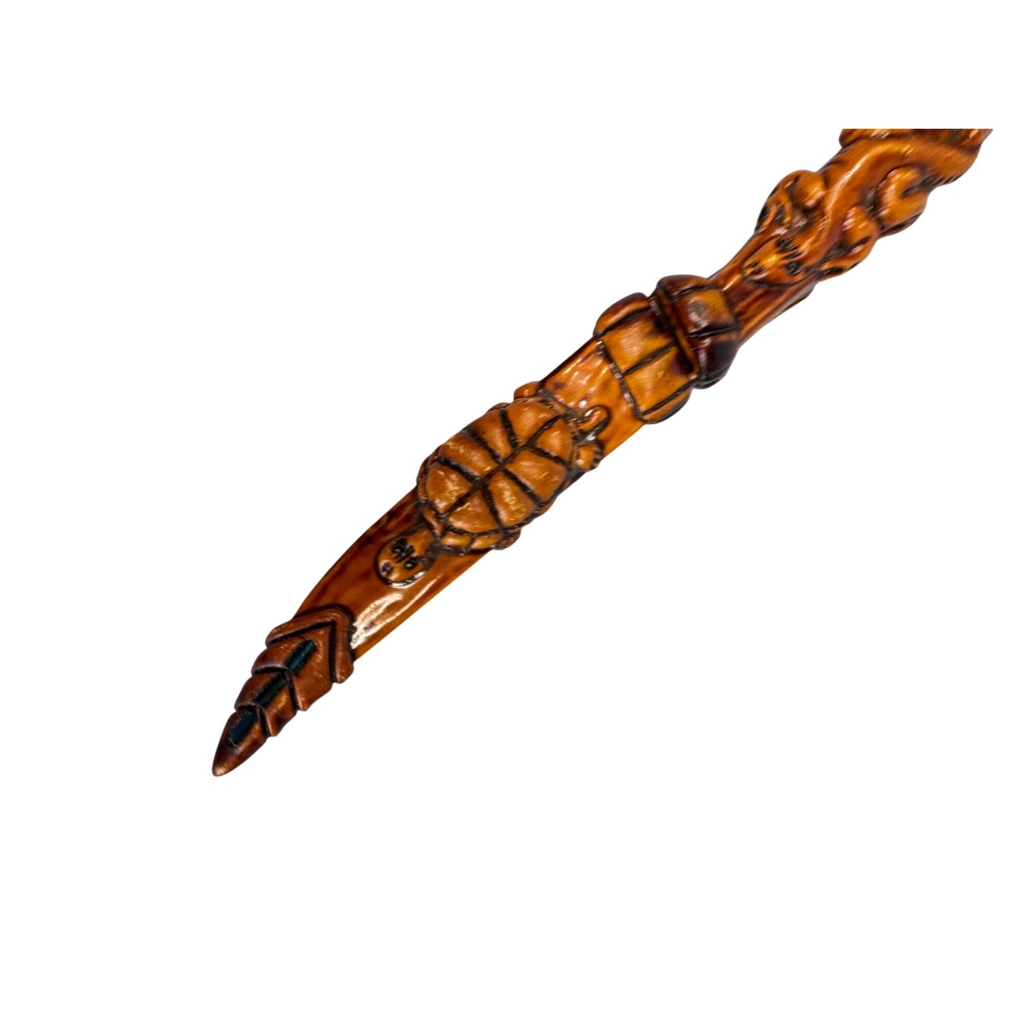 Tribal Tramontina Ornate Dragon Design Knife Carved Wooden Handle & Sheath Stainless Steel Blade
