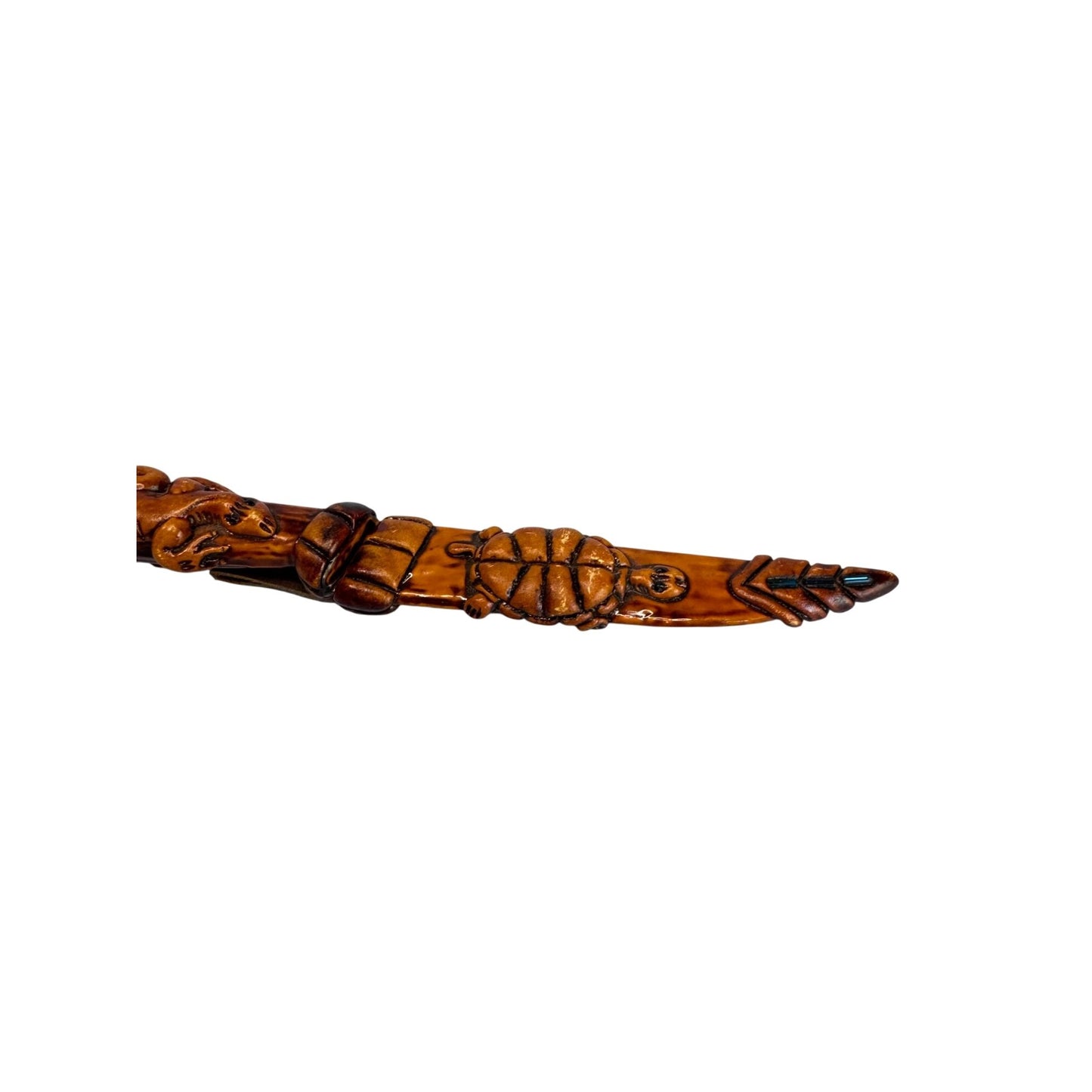 Tribal Tramontina Ornate Dragon Design Knife Carved Wooden Handle & Sheath Stainless Steel Blade
