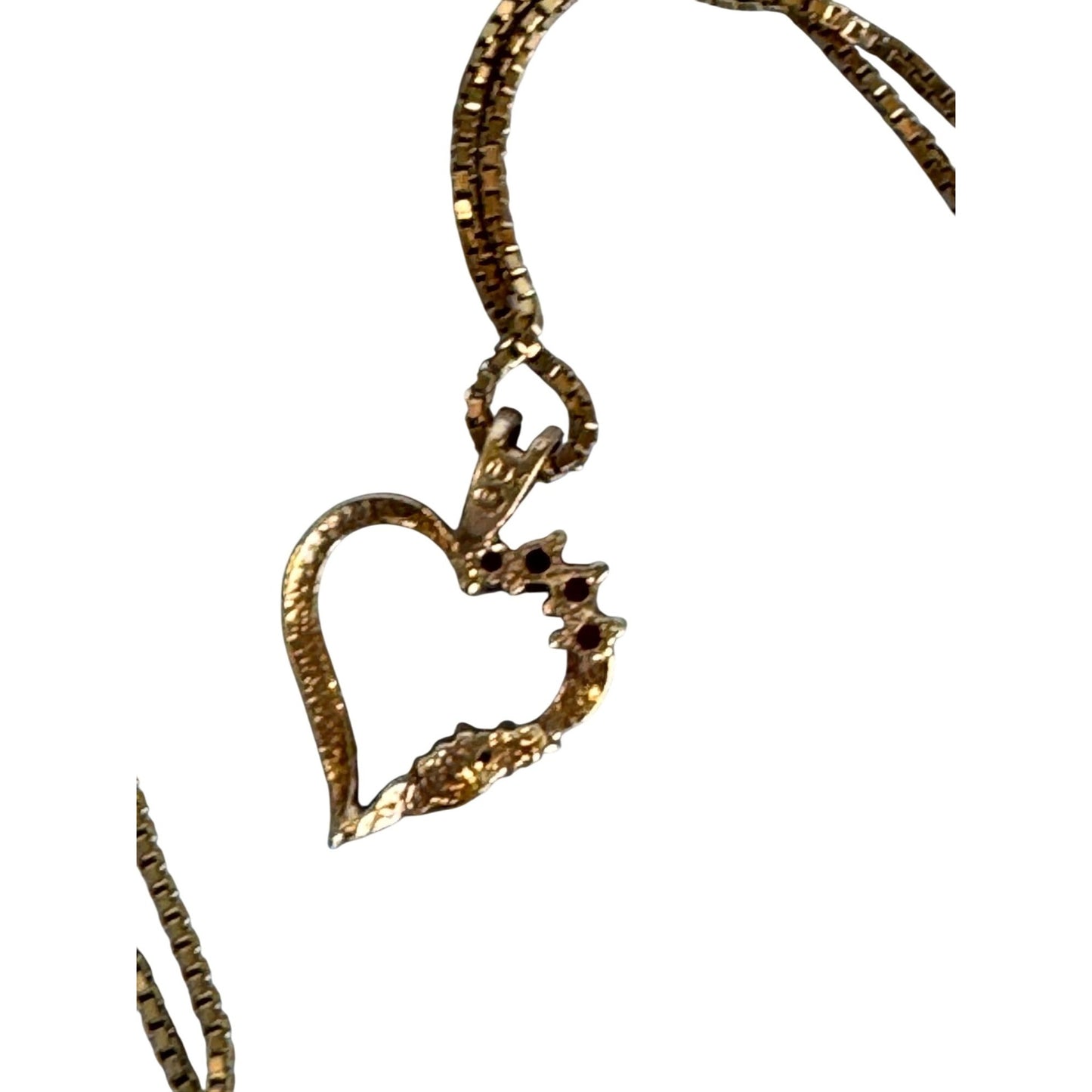 10K Gold Heart Pendant W/ 3 Rubies 925 Sterling Gold Vermeil Italy Box Chain 23"