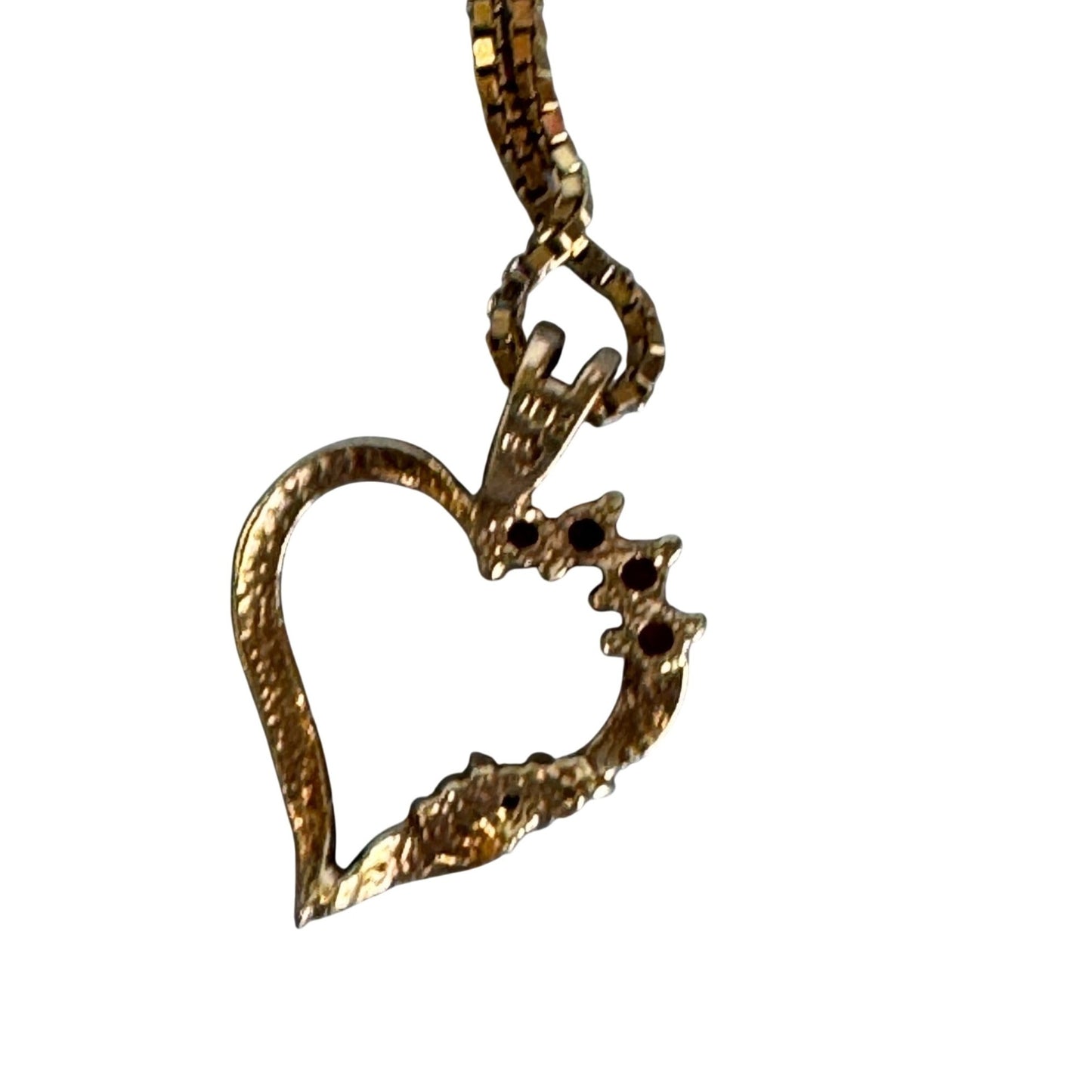 10K Gold Heart Pendant W/ 3 Rubies 925 Sterling Gold Vermeil Italy Box Chain 23"