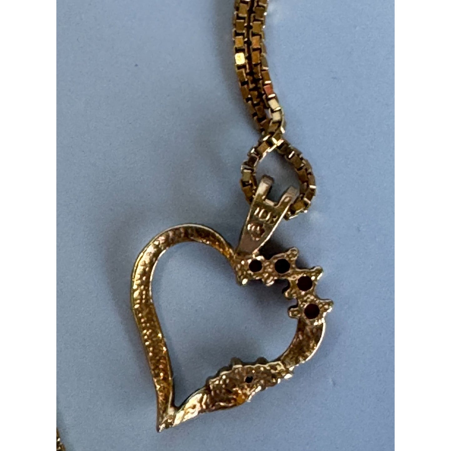 10K Gold Heart Pendant W/ 3 Rubies 925 Sterling Gold Vermeil Italy Box Chain 23"
