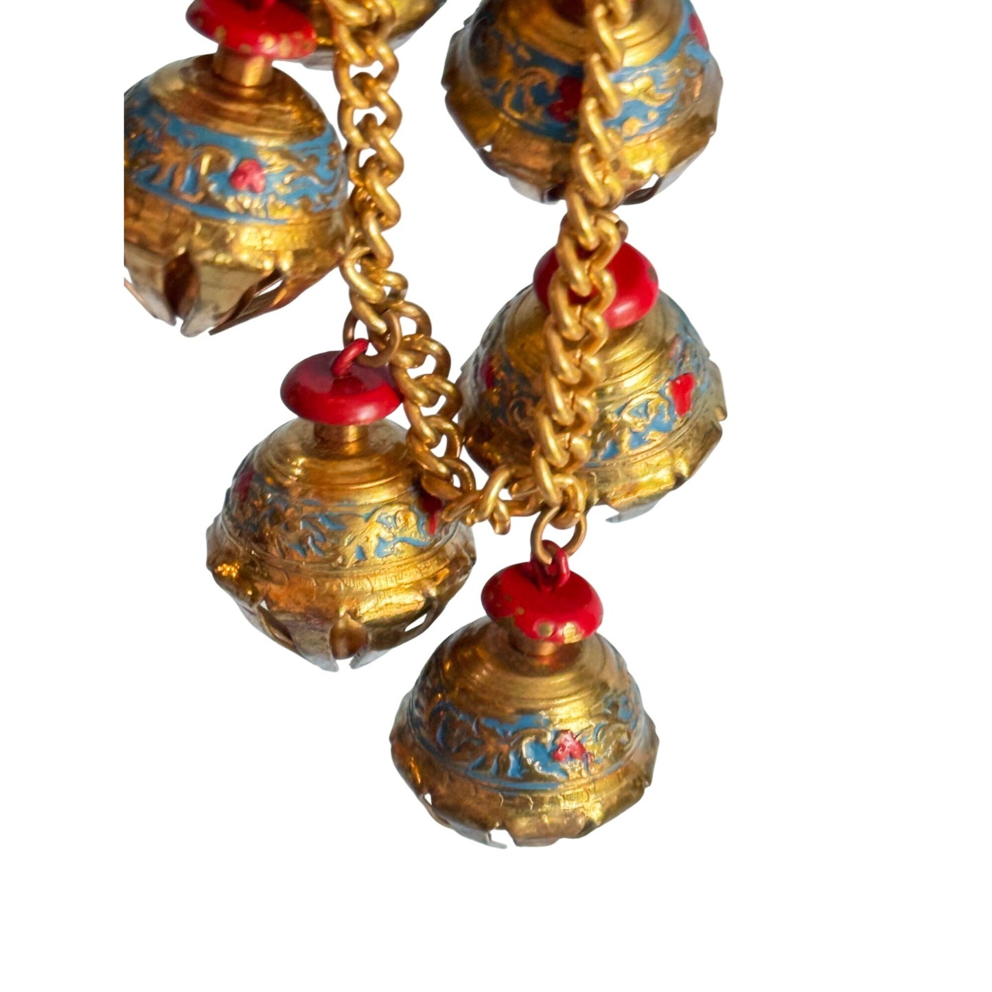 Vintage Indian Elephant Claw Charm Bracelet Gilt & Enamel Statement 6 1/2"