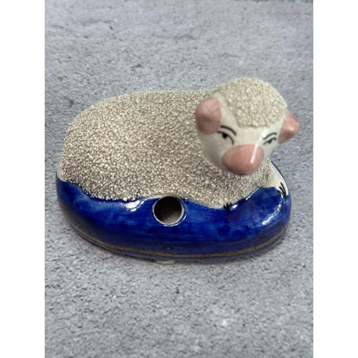 Vintage Staffordshire Lamb Inkwell Handcrafted England R Strom Wayne Montgomery
