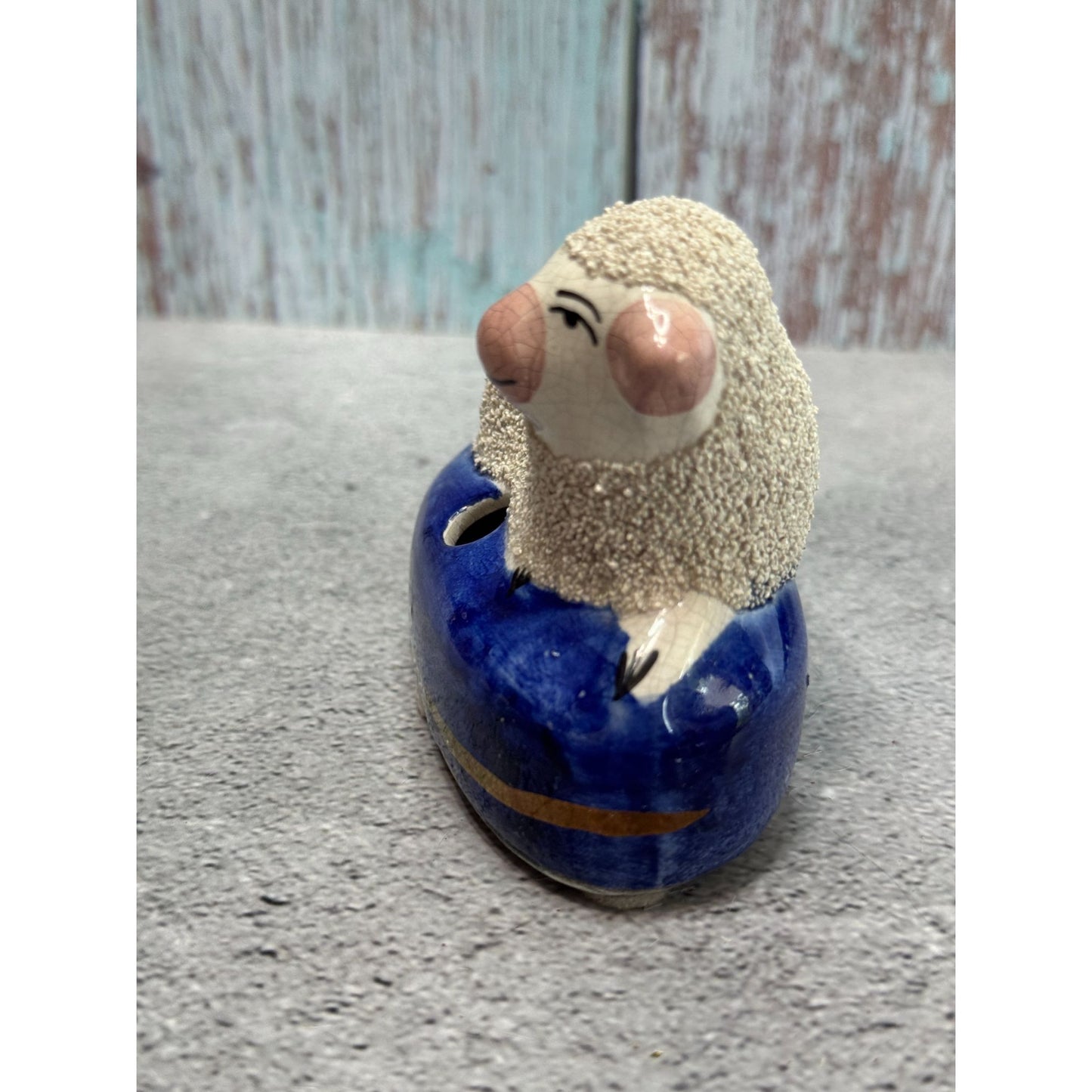 Vintage Staffordshire Lamb Inkwell Handcrafted England R Strom Wayne Montgomery