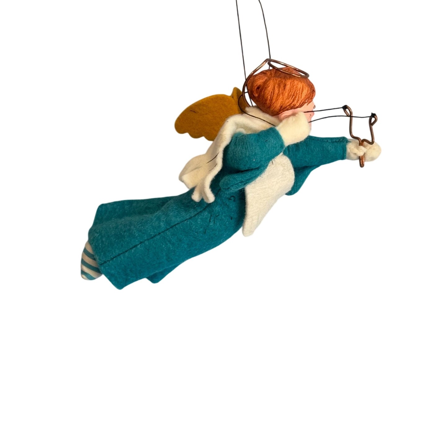Vintage Simpich Doll Angel Ornament "Pete" 6" Felt Wings Slingshot Naughty Angel