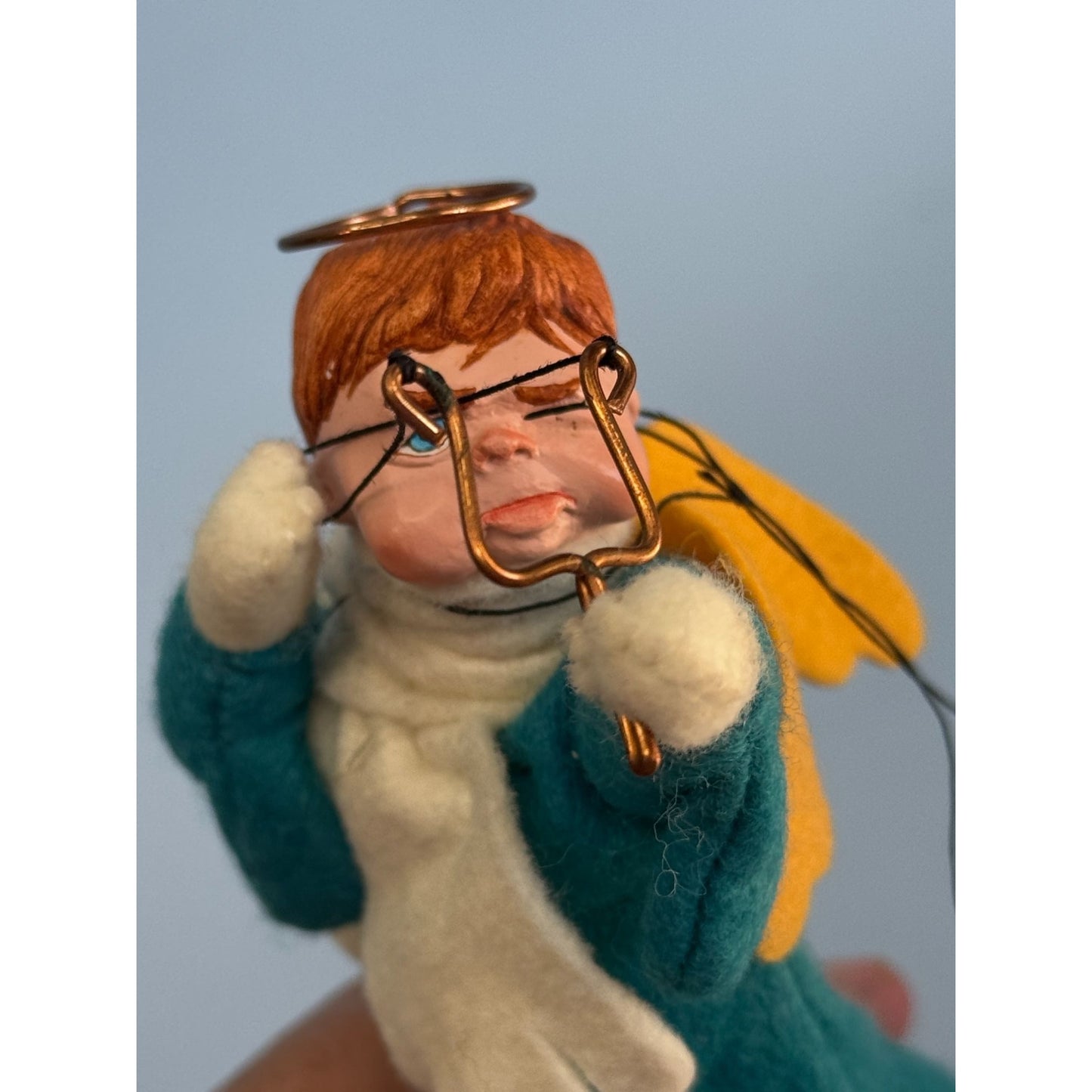 Vintage Simpich Doll Angel Ornament "Pete" 6" Felt Wings Slingshot Naughty Angel