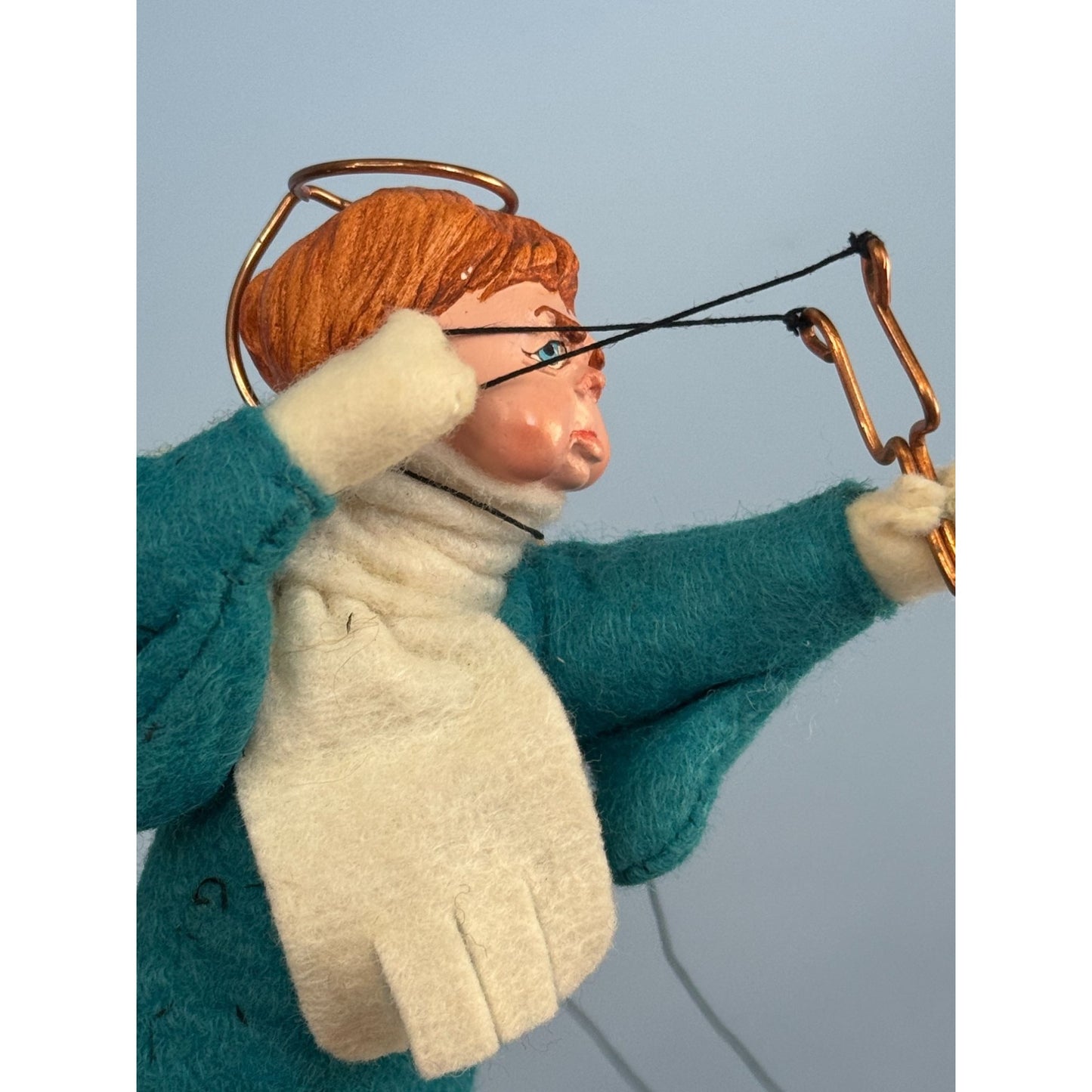 Vintage Simpich Doll Angel Ornament "Pete" 6" Felt Wings Slingshot Naughty Angel