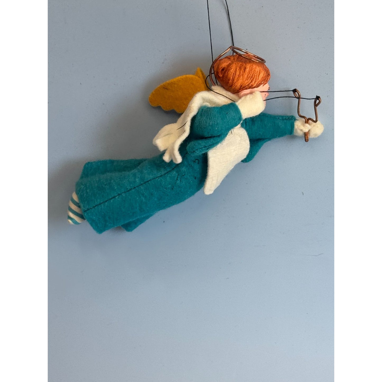 Vintage Simpich Doll Angel Ornament "Pete" 6" Felt Wings Slingshot Naughty Angel