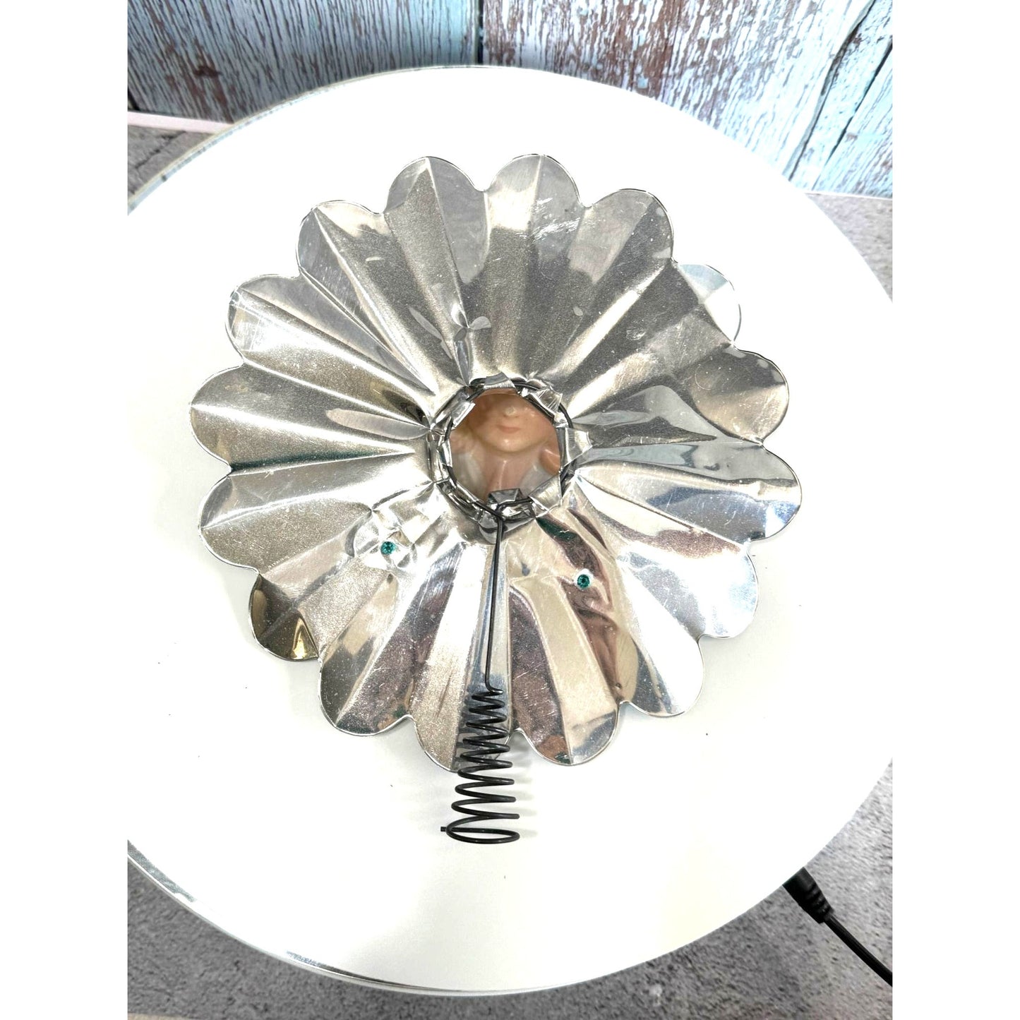 Vintage Praying Angel Tree Topper Blowmold Foil Spun Cotton 7.5"