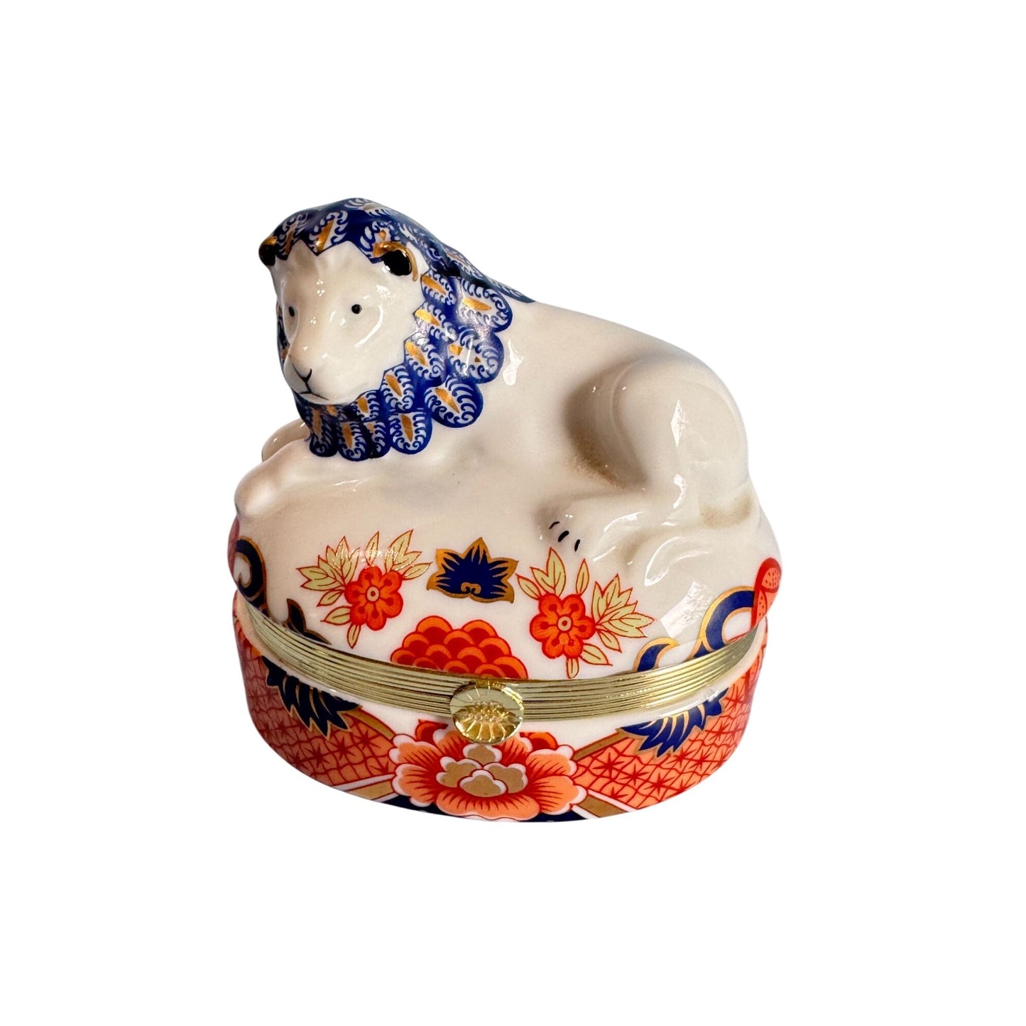 Andrea By Sadek Imari Style Lion Trinket Box 3 1/2"