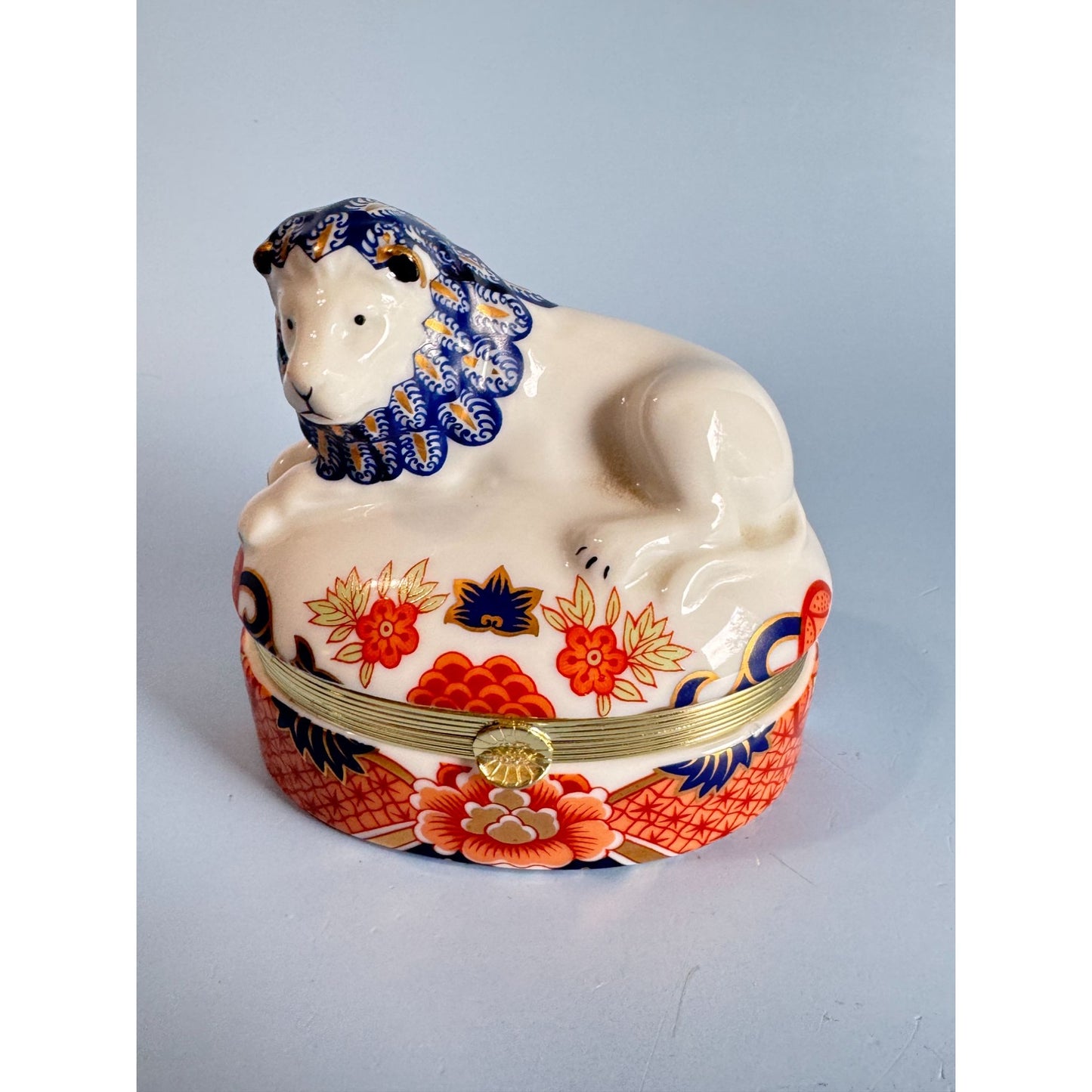 Andrea By Sadek Imari Style Lion Trinket Box 3 1/2"