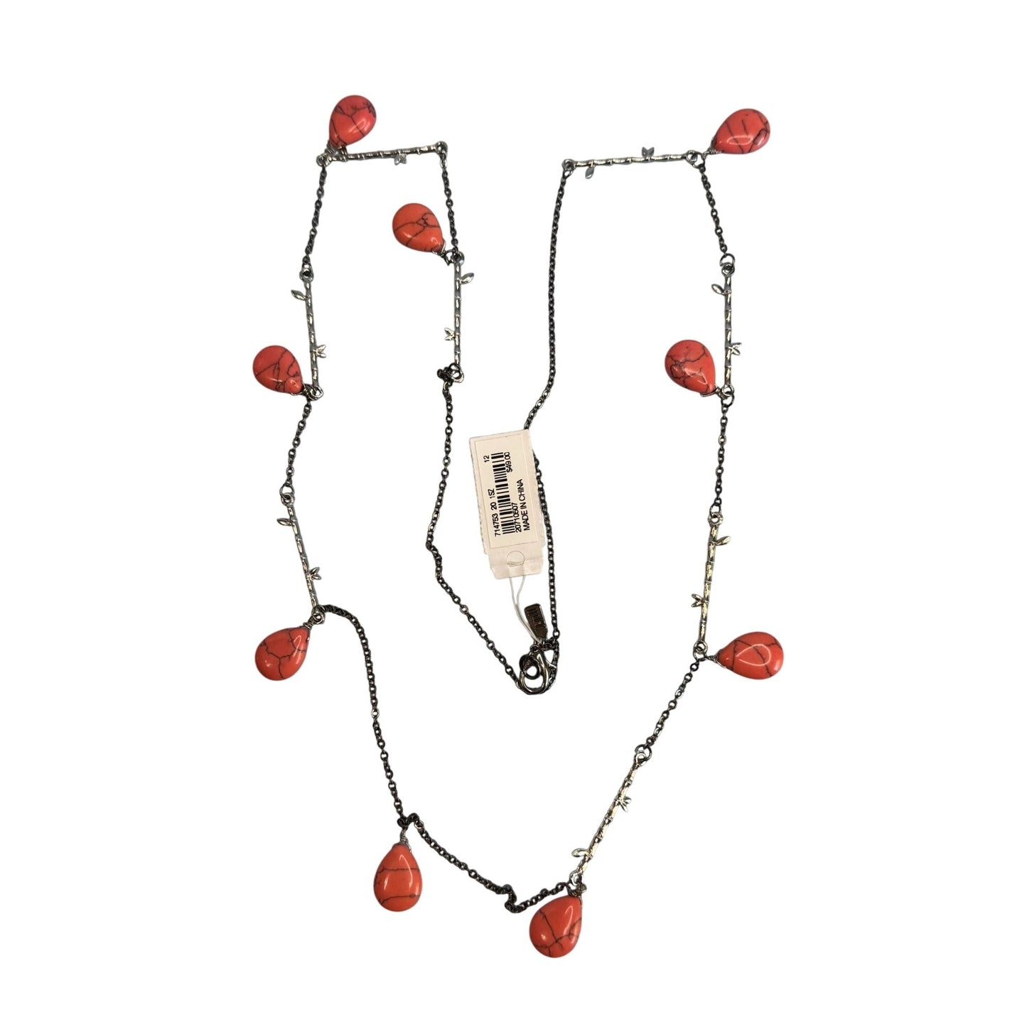J Jill NWT Pink Howlite Gemstone Beaded Silverplate Necklace 32"