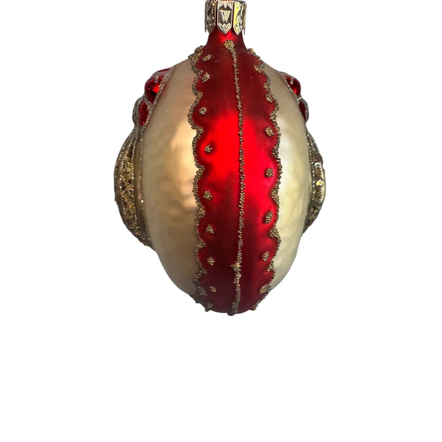 Waterford Holiday Heirlooms Glass Ornament Red And Pearl 4 1/4 Inch With Box