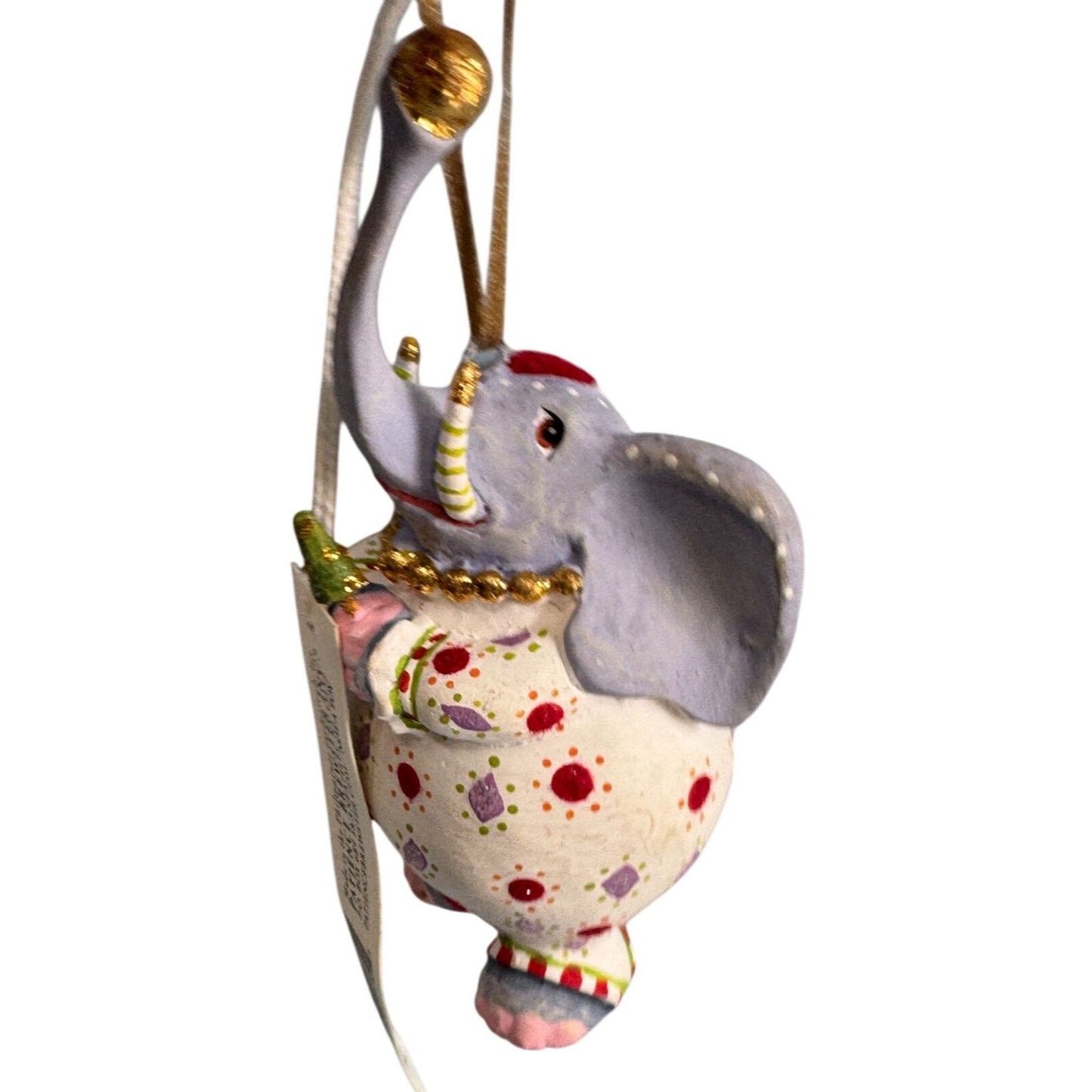 Patience Brewster Elephant Ornament 3 3/4" X 1 1/4" Polka Dot Design