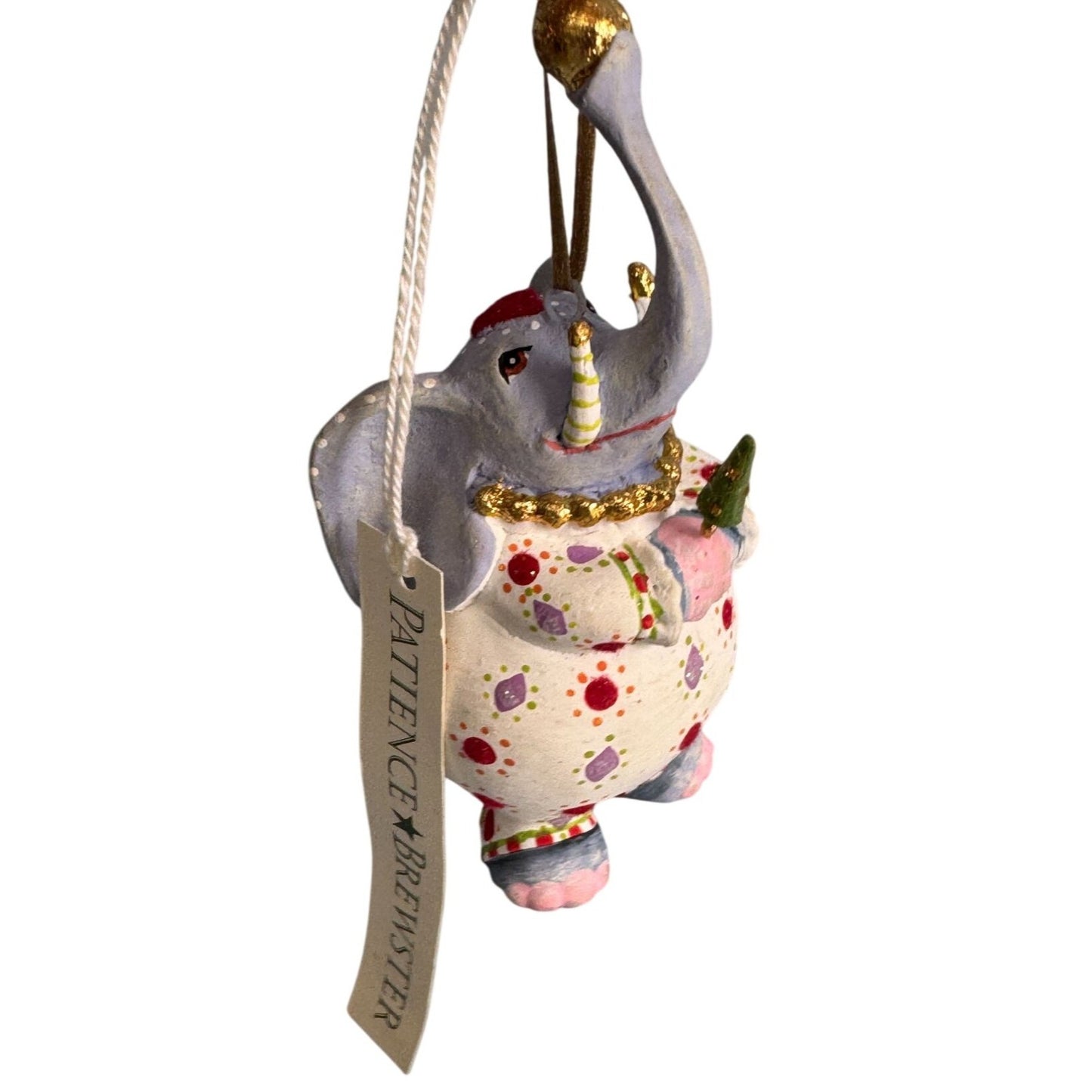 Patience Brewster Elephant Ornament 3 3/4" X 1 1/4" Polka Dot Design