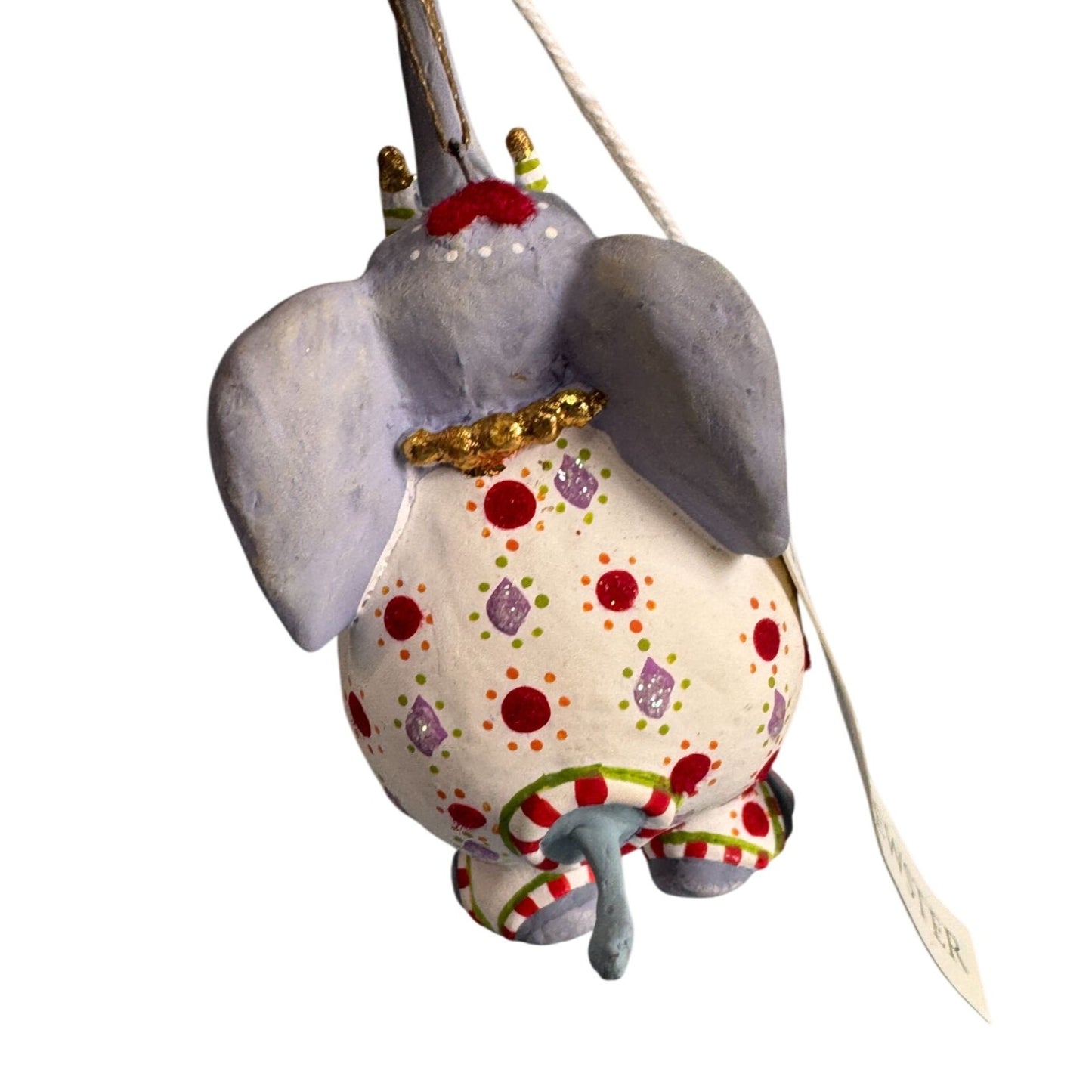 Patience Brewster Elephant Ornament 3 3/4" X 1 1/4" Polka Dot Design