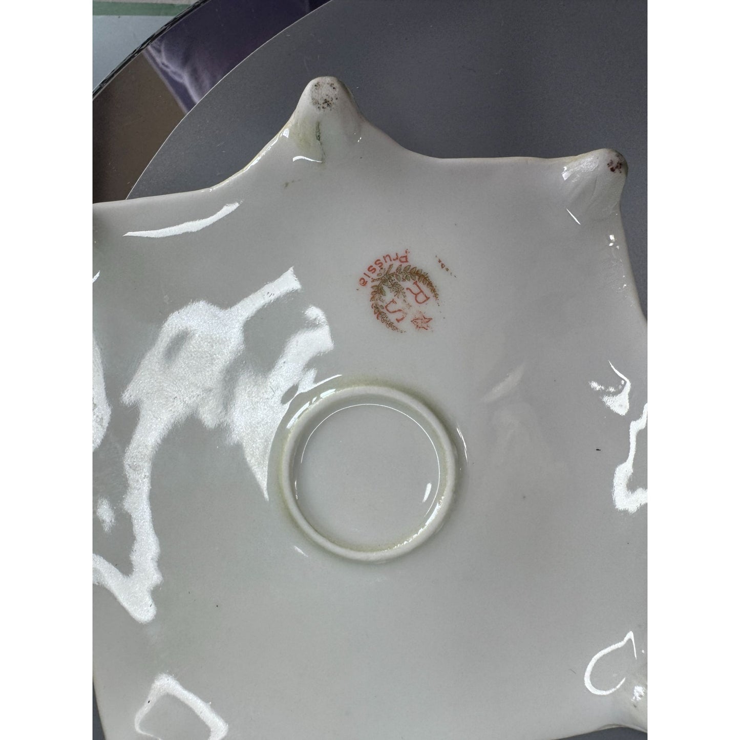 Antique RS Prussia Dresser Box Basket Of Flowers Covered Vanity Jar 5 1/2