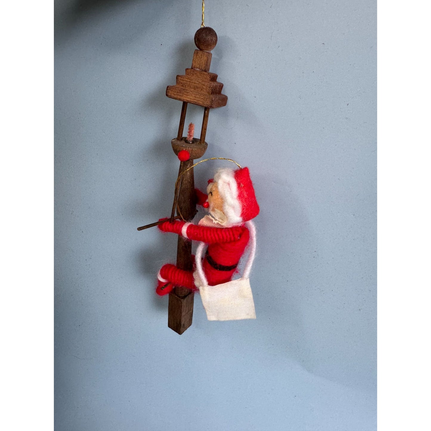 Vintage Santa Climbing Lightpost Ornament