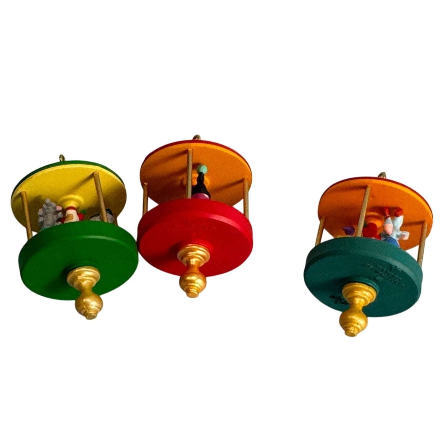 Set Of 3 Hallmark Santas Little Big Top Miniature Ornaments 1 5/8"
