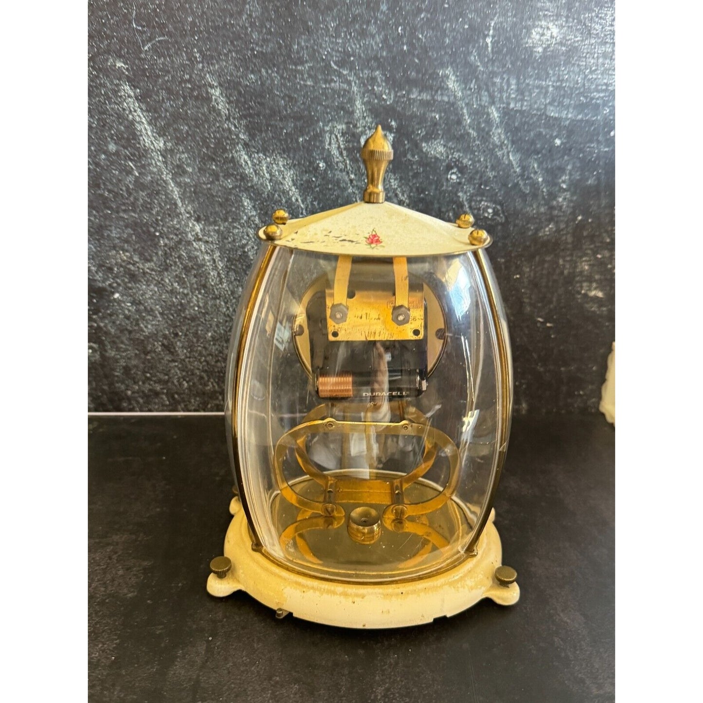 Vintage 1954 Schatz & Sohn 400 Day Anniversary Clock With Floral Dial & Dome Glass Runs