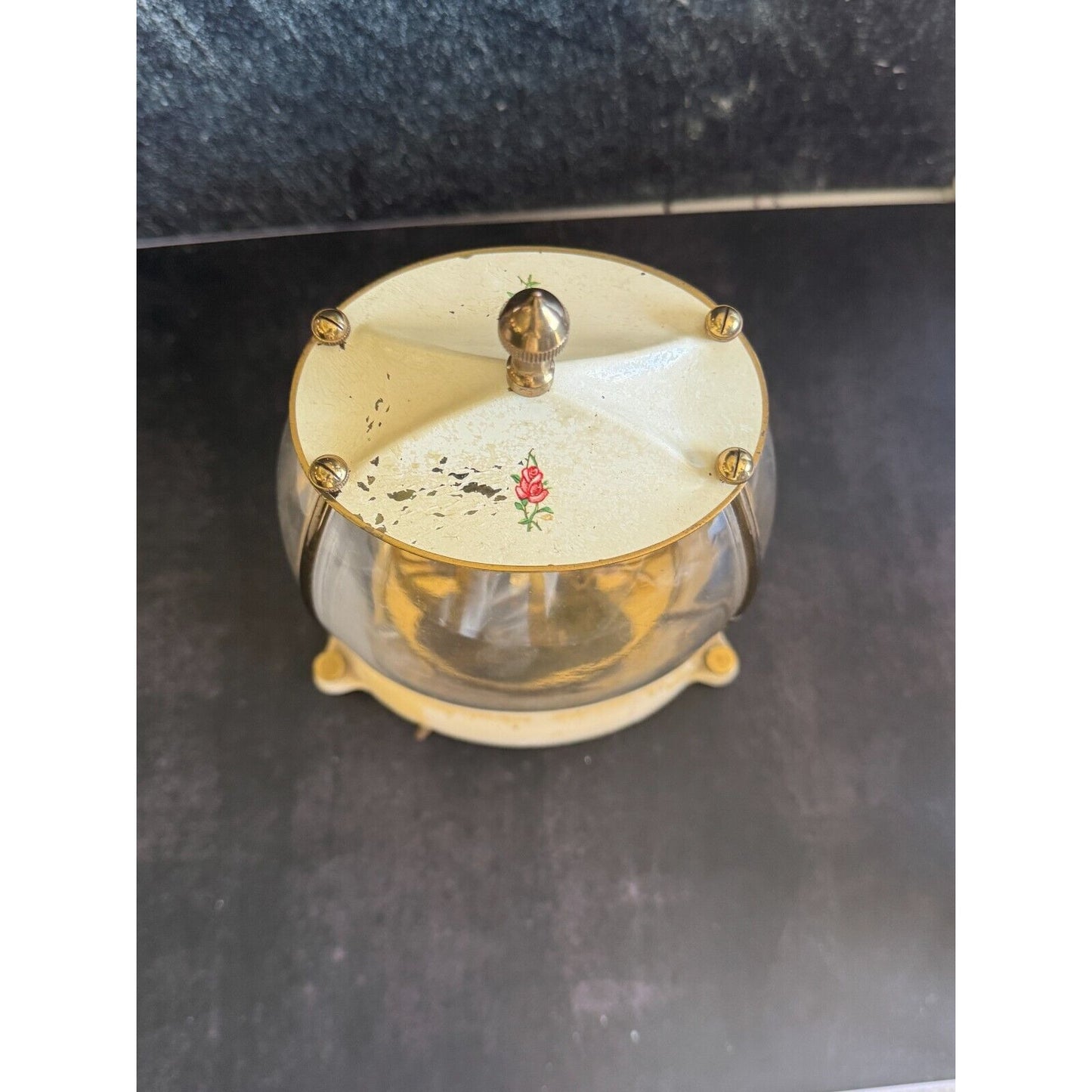 Vintage 1954 Schatz & Sohn 400 Day Anniversary Clock With Floral Dial & Dome Glass Runs
