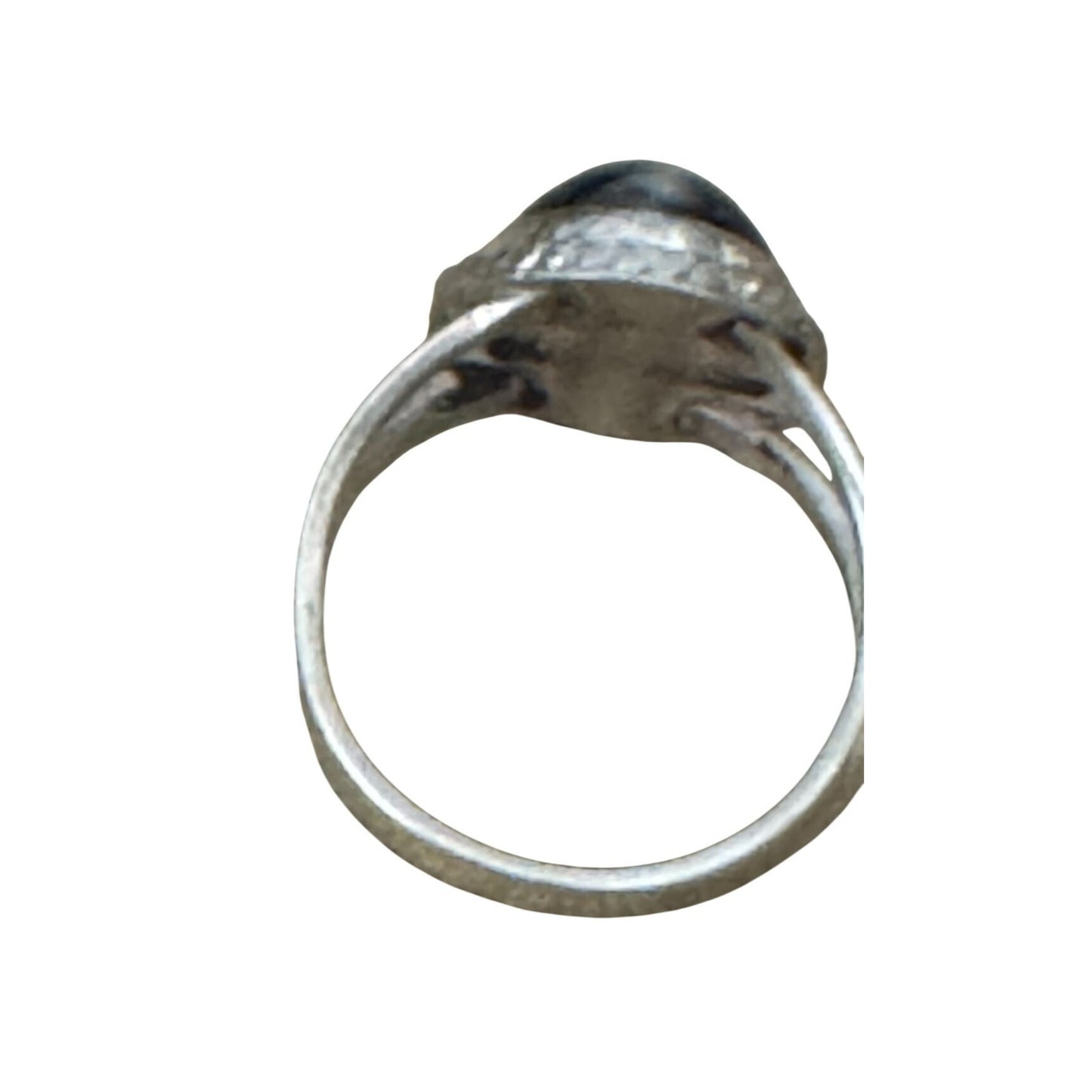 Black Band Onyx Sterling Silver Ring Size 6.5 W/Split Shank Design Rope Border