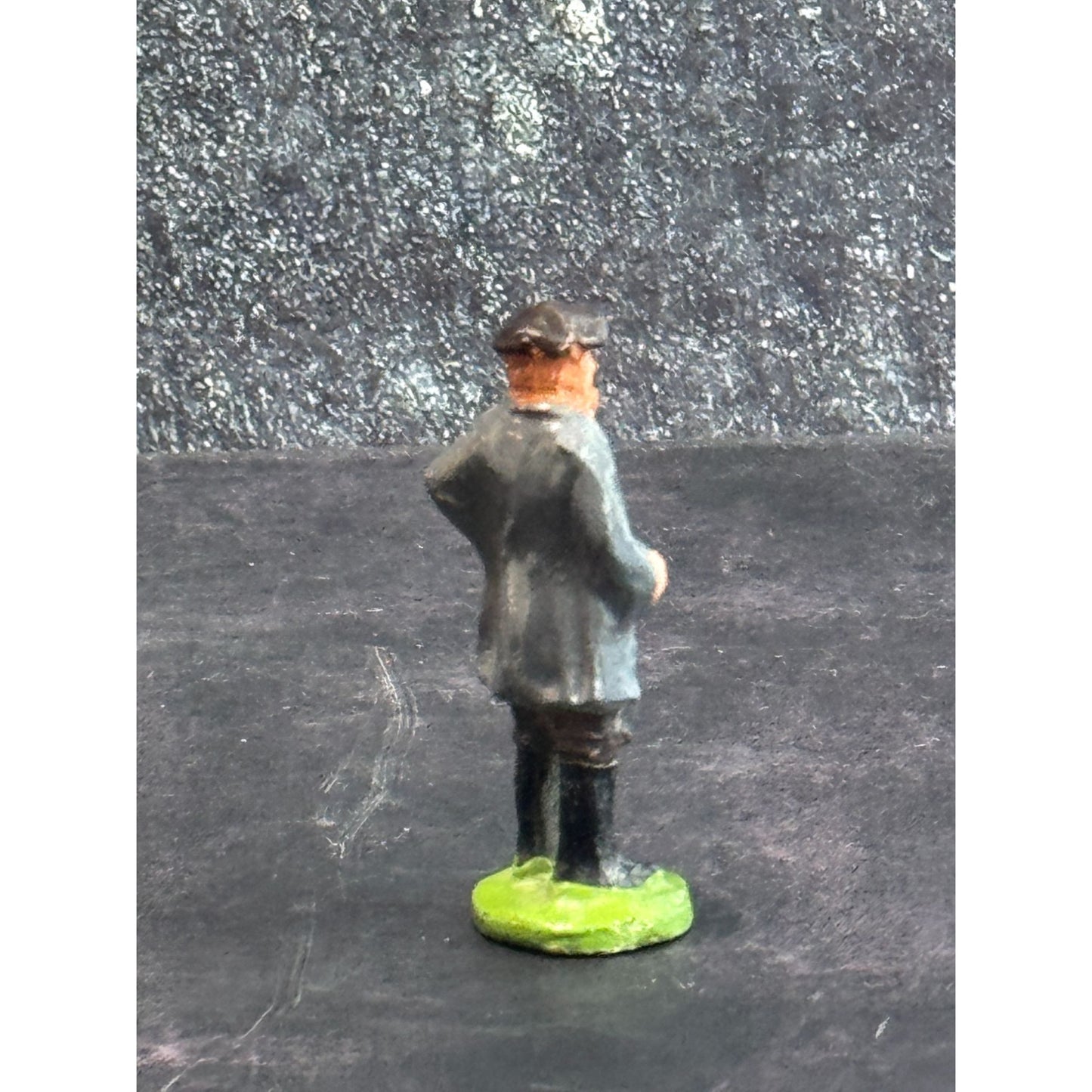 Vintage Hand-Painted Metal Miniature Man Figurine With Cap & Red Vest Germany