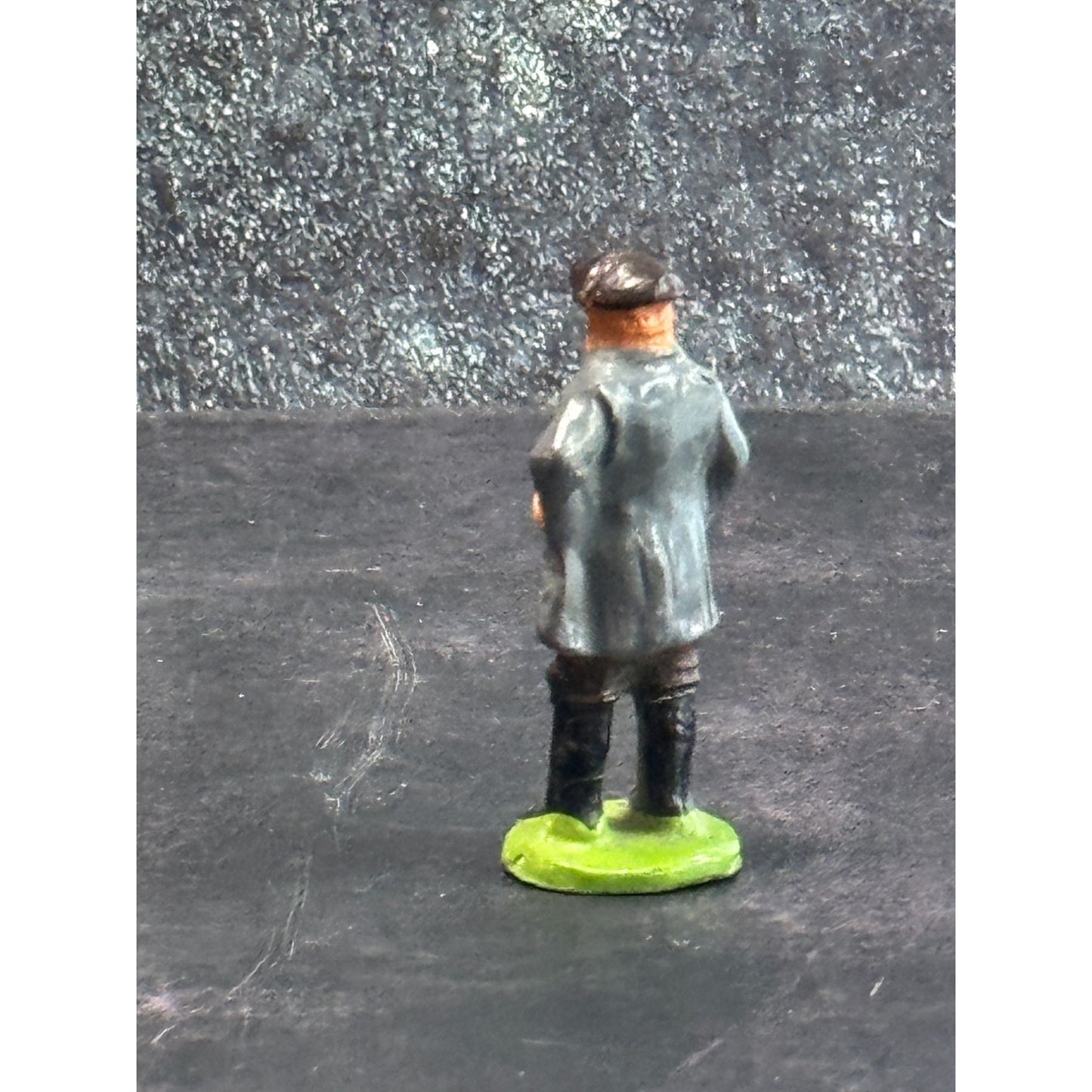 Vintage Hand-Painted Metal Miniature Man Figurine With Cap & Red Vest Germany