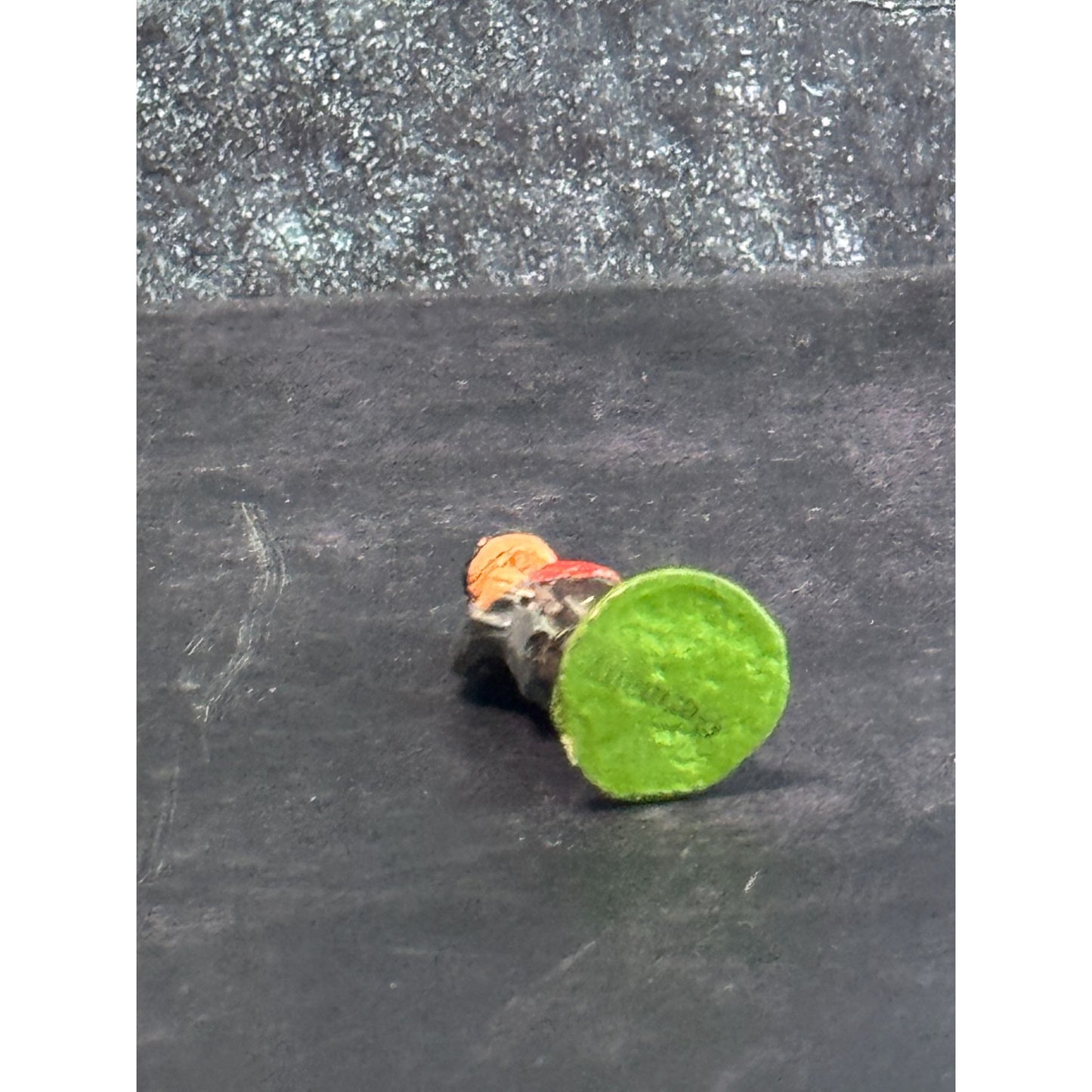 Vintage Hand-Painted Metal Miniature Man Figurine With Cap & Red Vest Germany