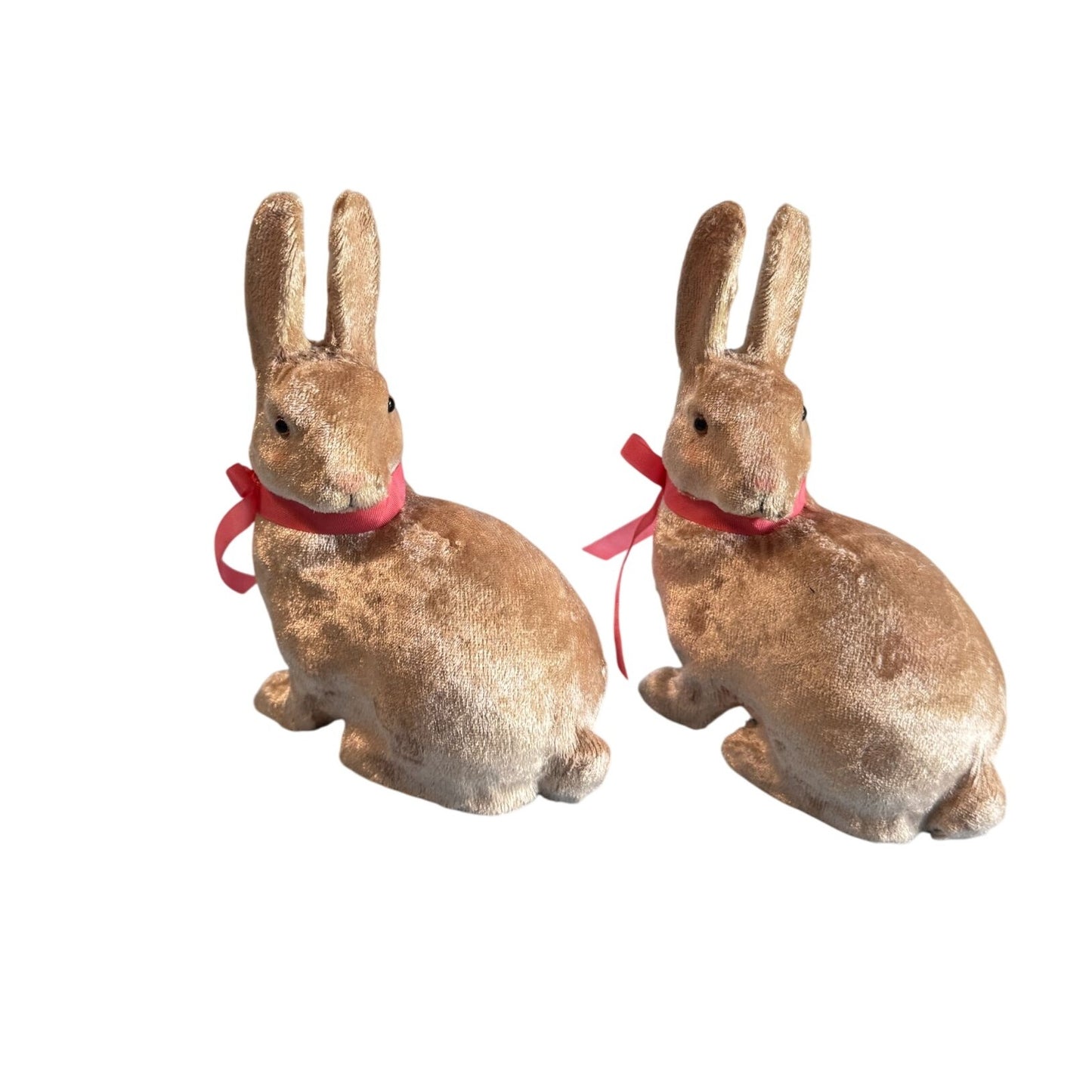 Vintage Velvet Rabbit Pair Glass Eyes Pink Ribbons Seasona of Canon Falls 5" x 4"