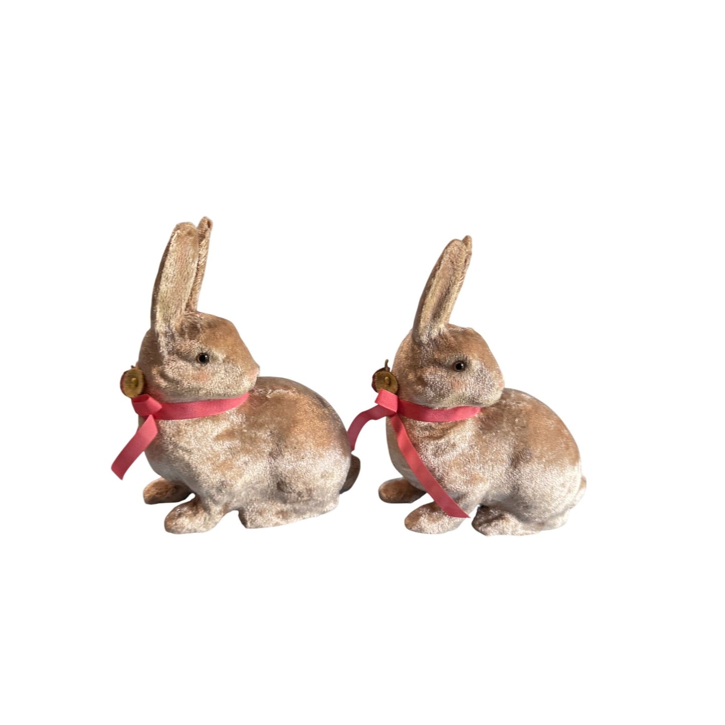 Vintage Velvet Rabbit Pair Glass Eyes Pink Ribbons Seasona of Canon Falls 5" x 4"