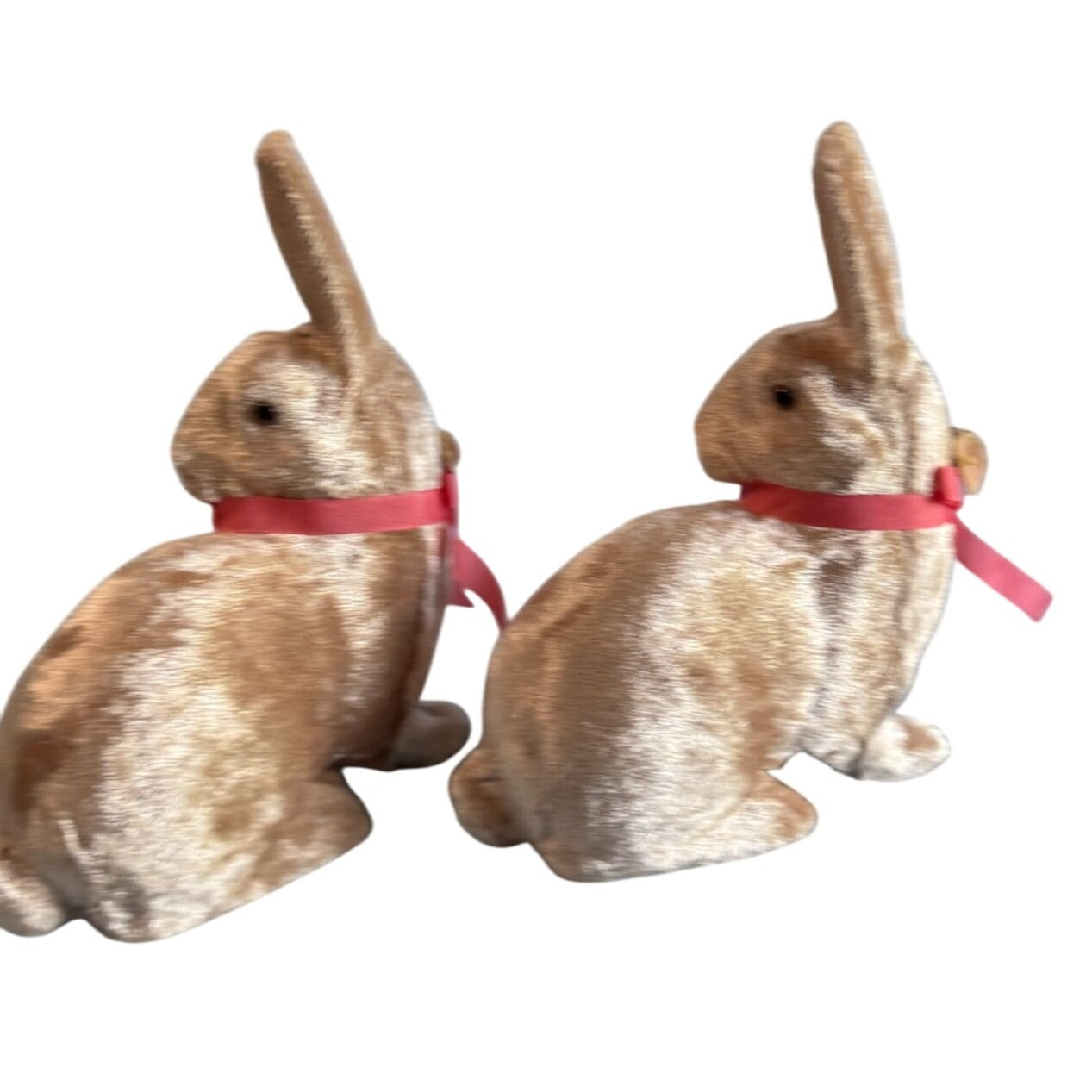 Vintage Velvet Rabbit Pair Glass Eyes Pink Ribbons Seasona of Canon Falls 5" x 4"