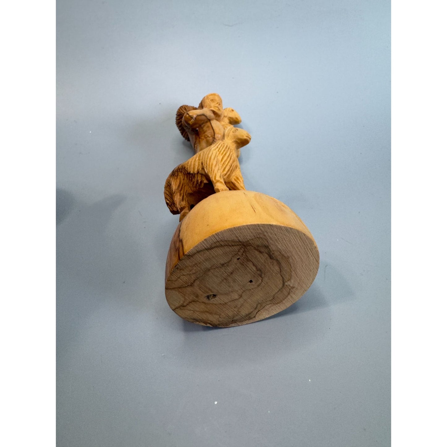 Vintage Hand Carved Olive Wood "The Good Shepherd" Figurine 7"