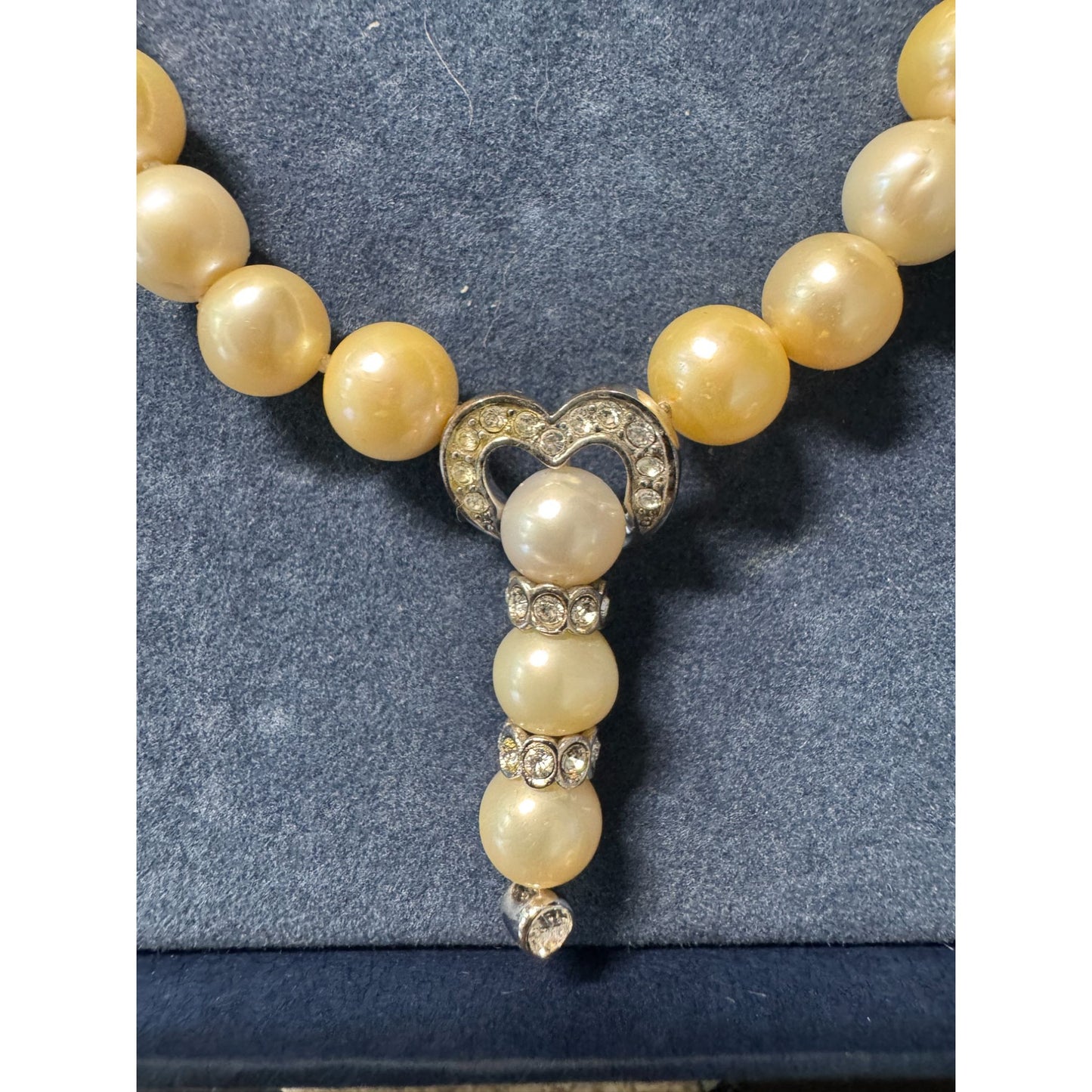 Bradford Exchange Golden Pearl Necklace Freshwater Pearls Swarovski Crystals 17"