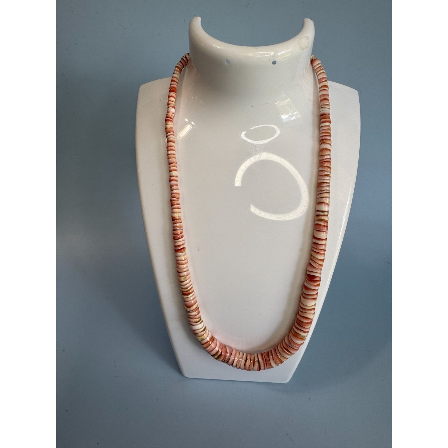 Spiny Oyster Puma Shell Heshi Tribal Necklace 17 1/2"