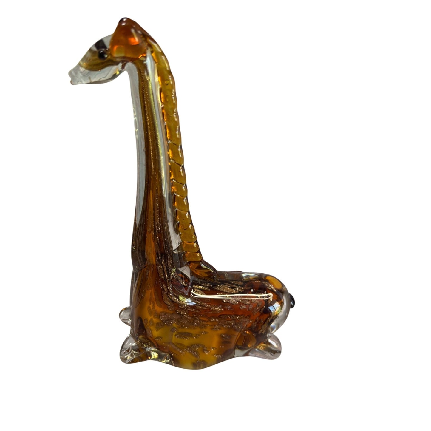 Murano Art Glass Giraffe Amber Gold Aventurine 10 Inch Hand Blown Figurine