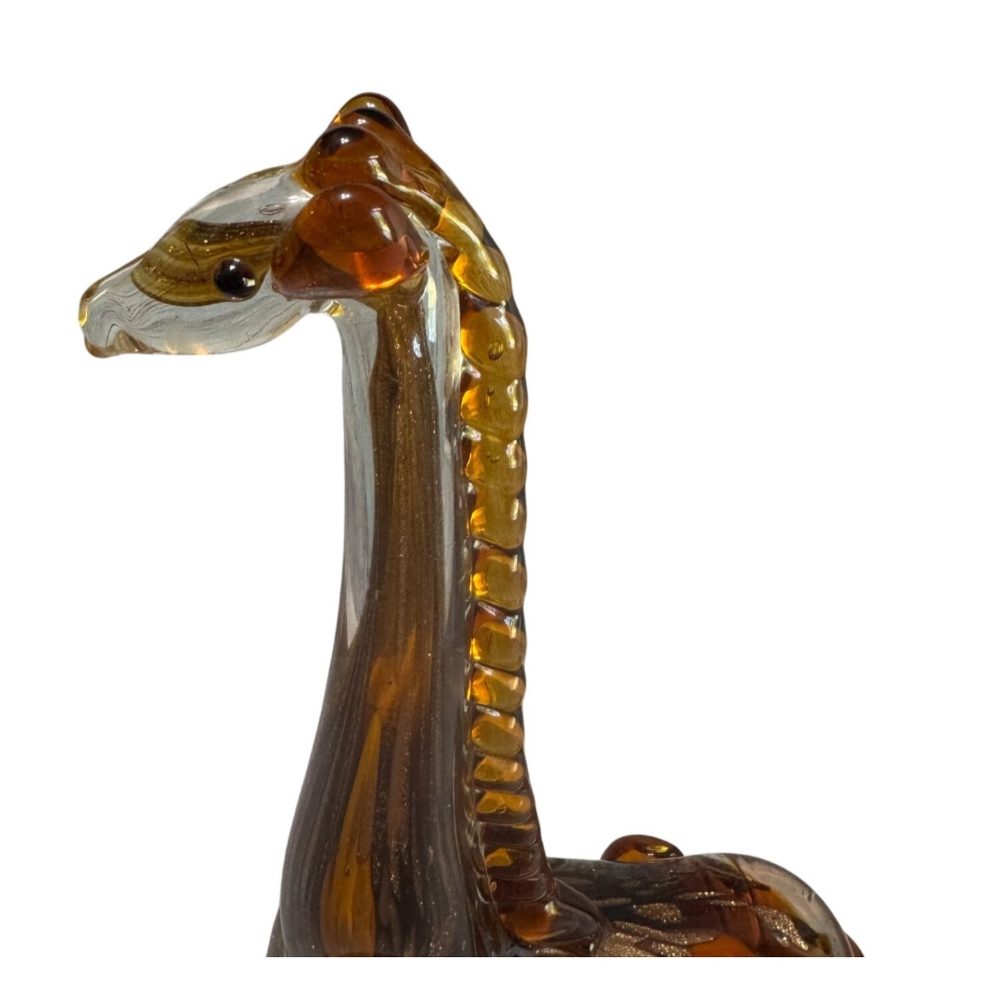 Murano Art Glass Giraffe Amber Gold Aventurine 10 Inch Hand Blown Figurine