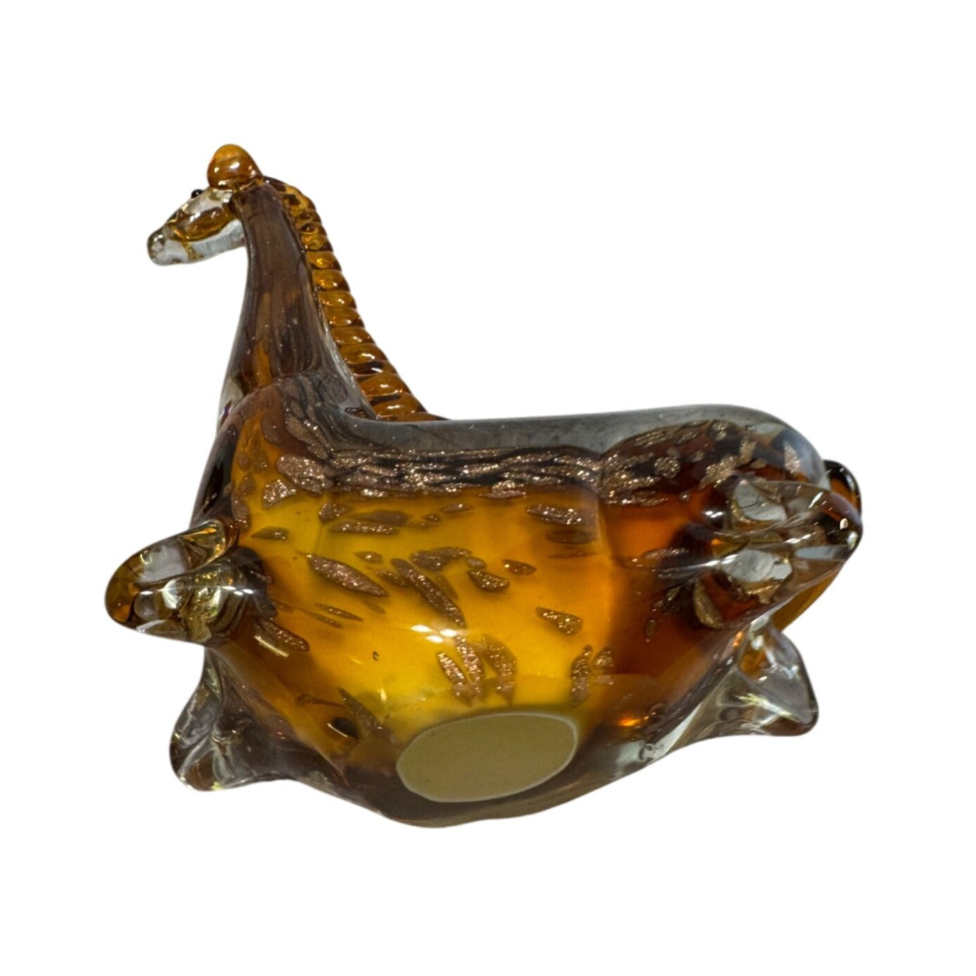 Murano Art Glass Giraffe Amber Gold Aventurine 10 Inch Hand Blown Figurine