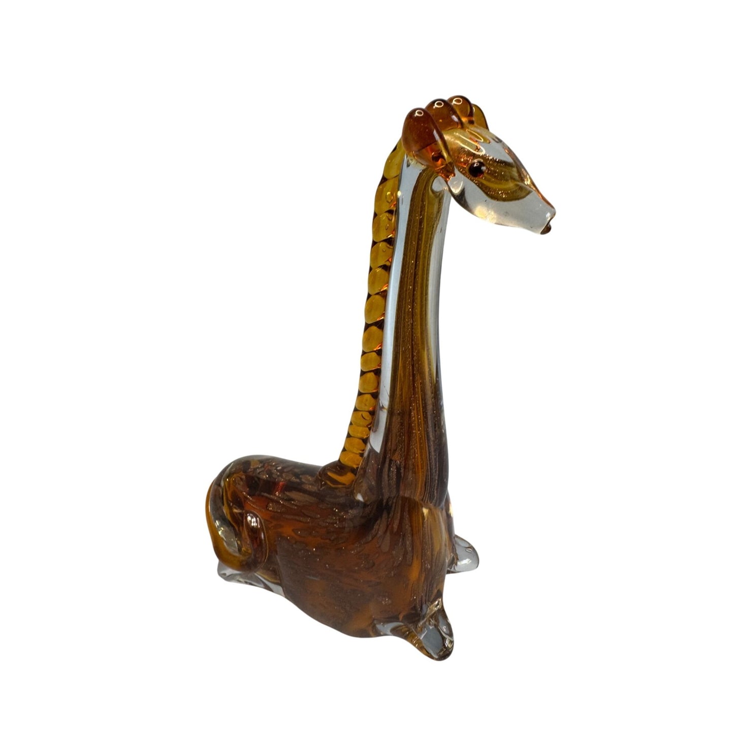Murano Art Glass Giraffe Amber Gold Aventurine 10 Inch Hand Blown Figurine