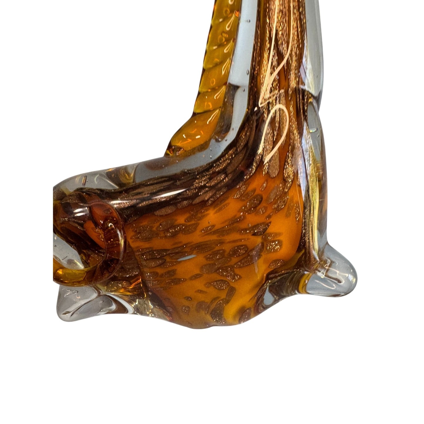 Murano Art Glass Giraffe Amber Gold Aventurine 10 Inch Hand Blown Figurine