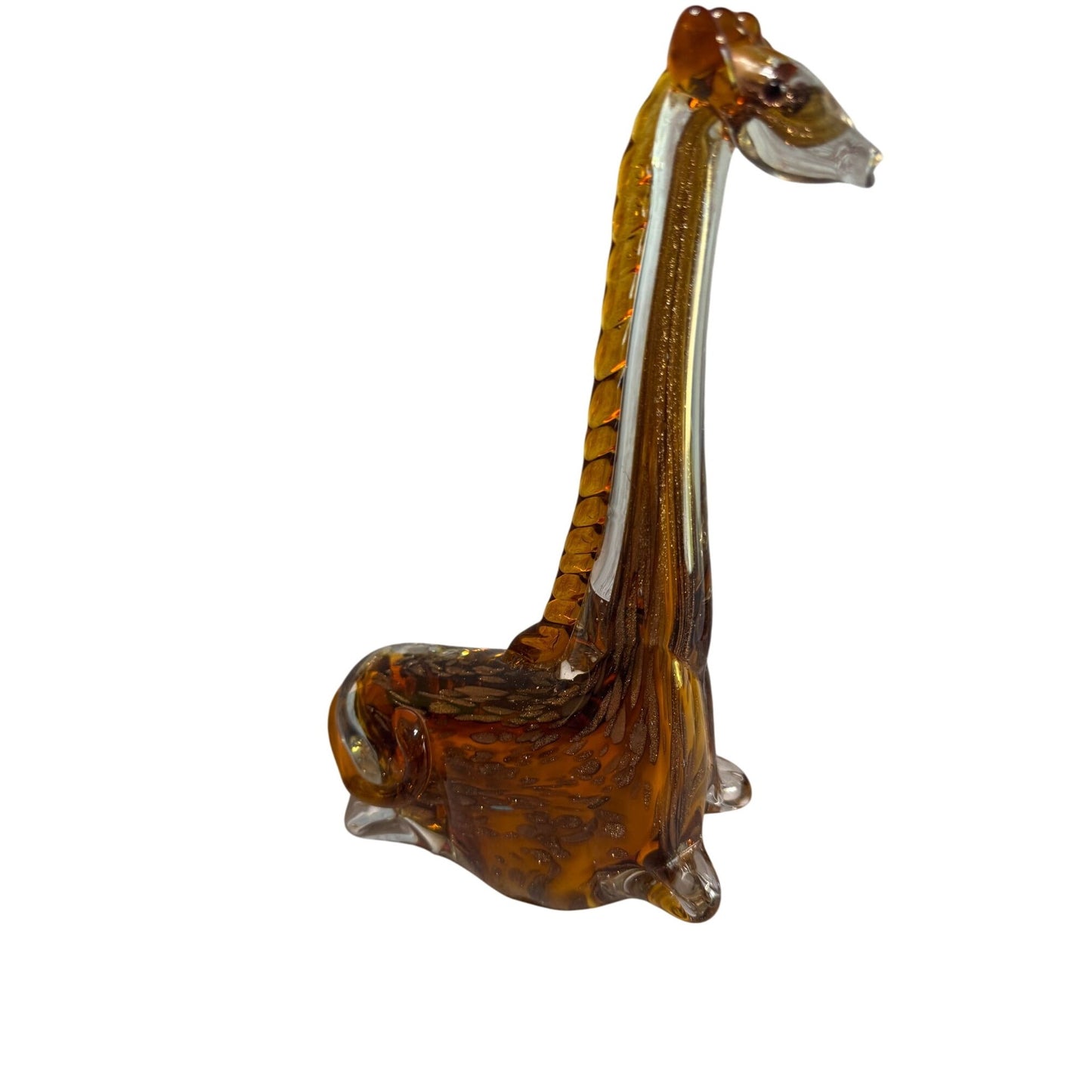 Murano Art Glass Giraffe Amber Gold Aventurine 10 Inch Hand Blown Figurine
