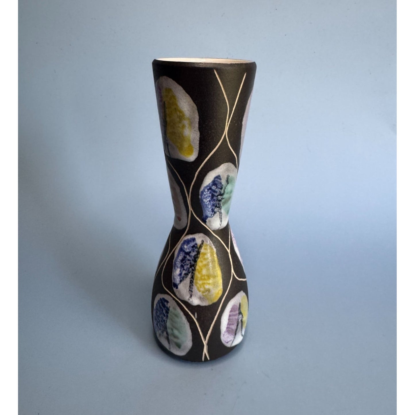 Vintage 1960s Kongo Vase By Bodo Mans For Bay Keramik Hand-Painted 6 1/4" Tall